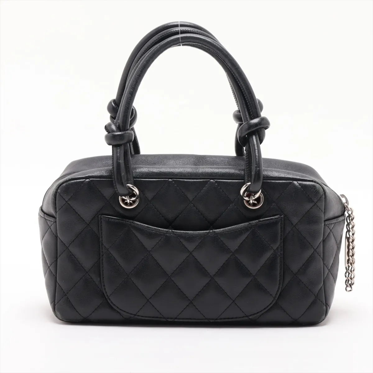 Cambon Line Lambskin Handbag, Black with Silver Hardware, 10658392 (Serial Number in the 10s) — view 2