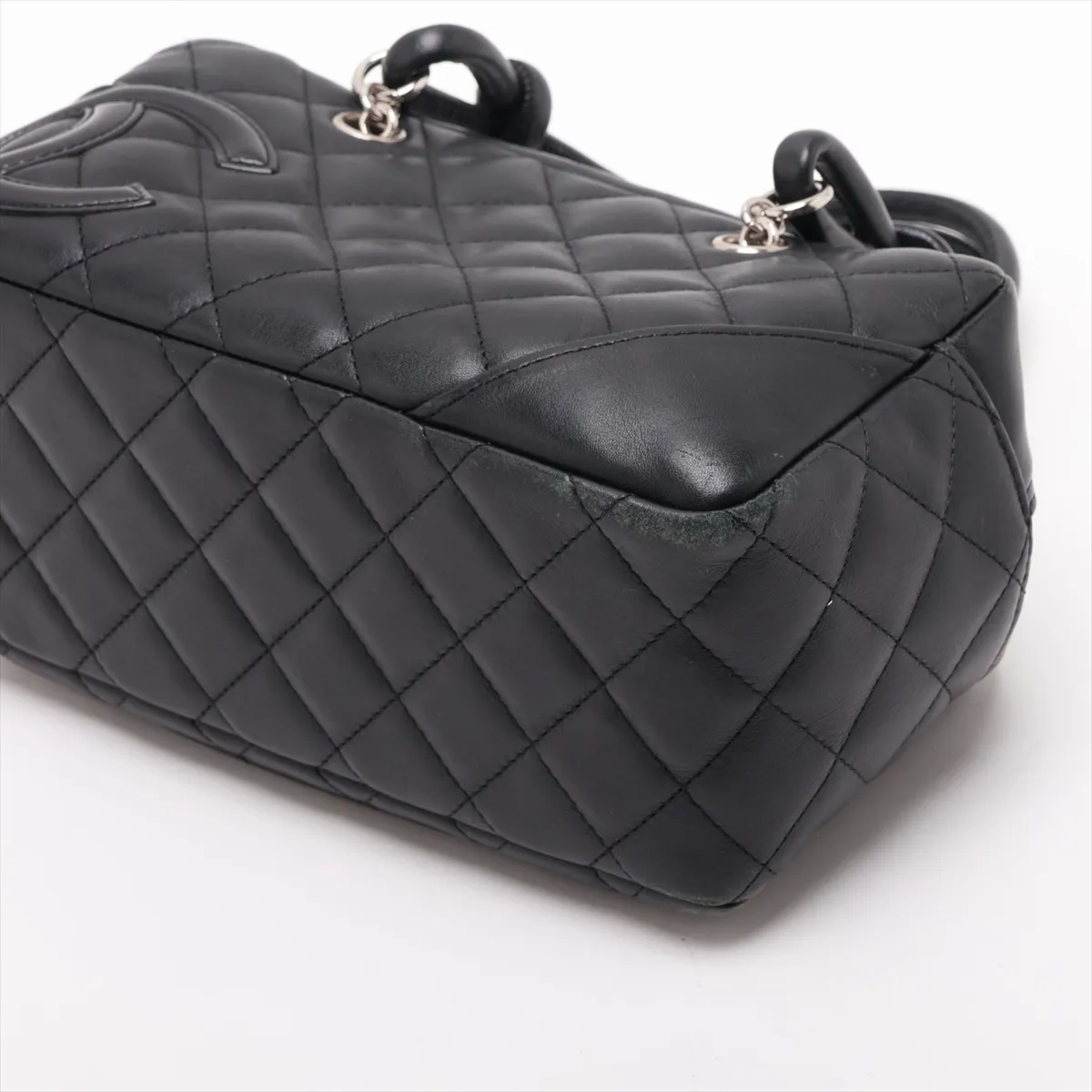Cambon Line Lambskin Handbag, Black with Silver Hardware, 10658392 (Serial Number in the 10s) — view 3