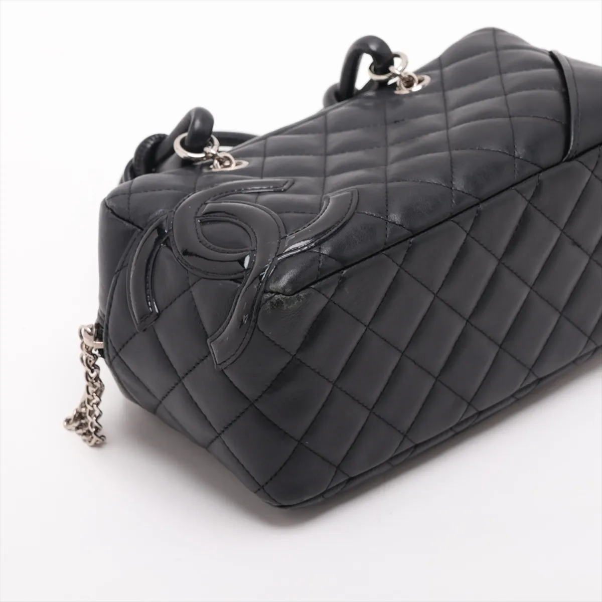 Cambon Line Lambskin Handbag, Black with Silver Hardware, 10658392 (Serial Number in the 10s) — view 4