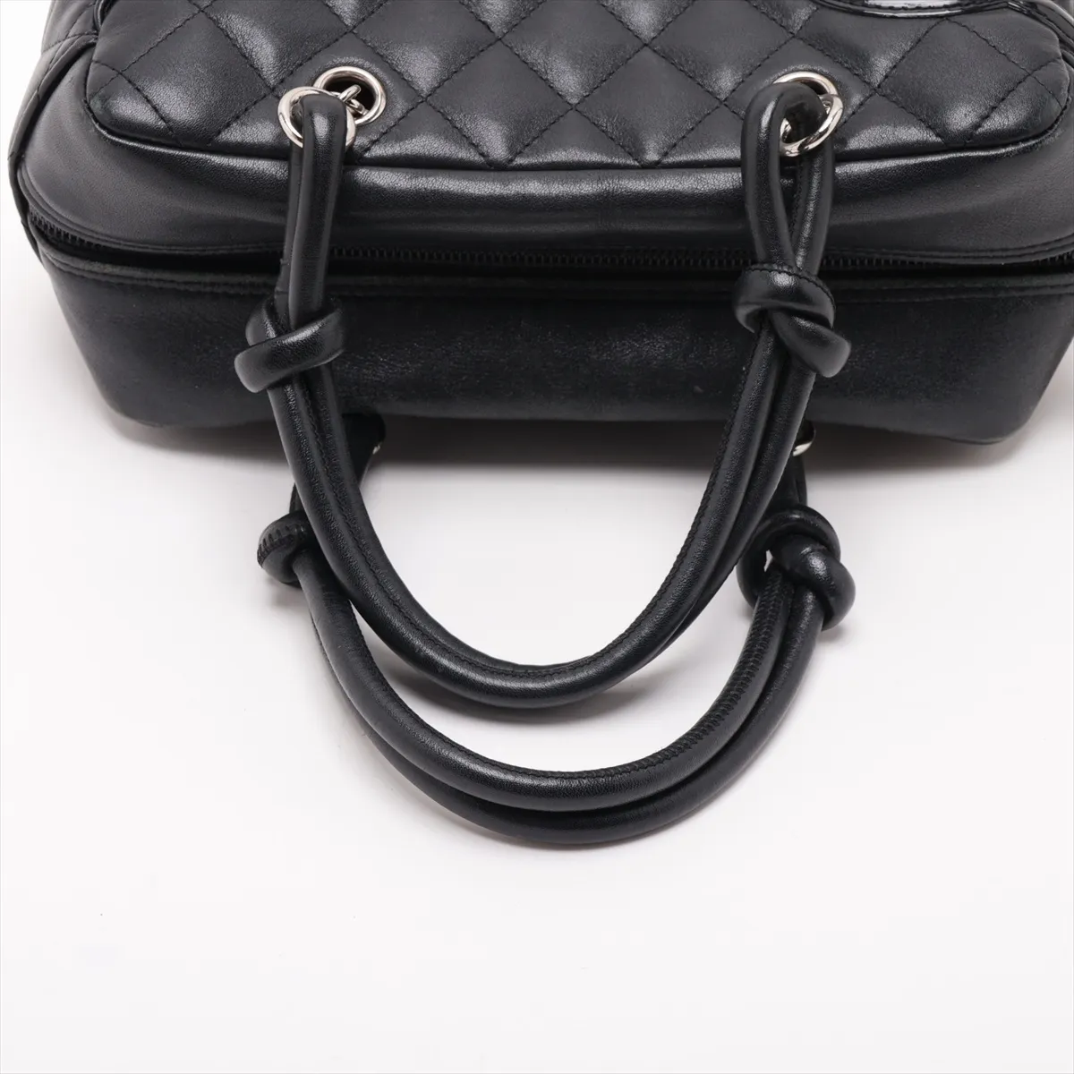 Cambon Line Lambskin Handbag, Black with Silver Hardware, 10658392 (Serial Number in the 10s) — view 5