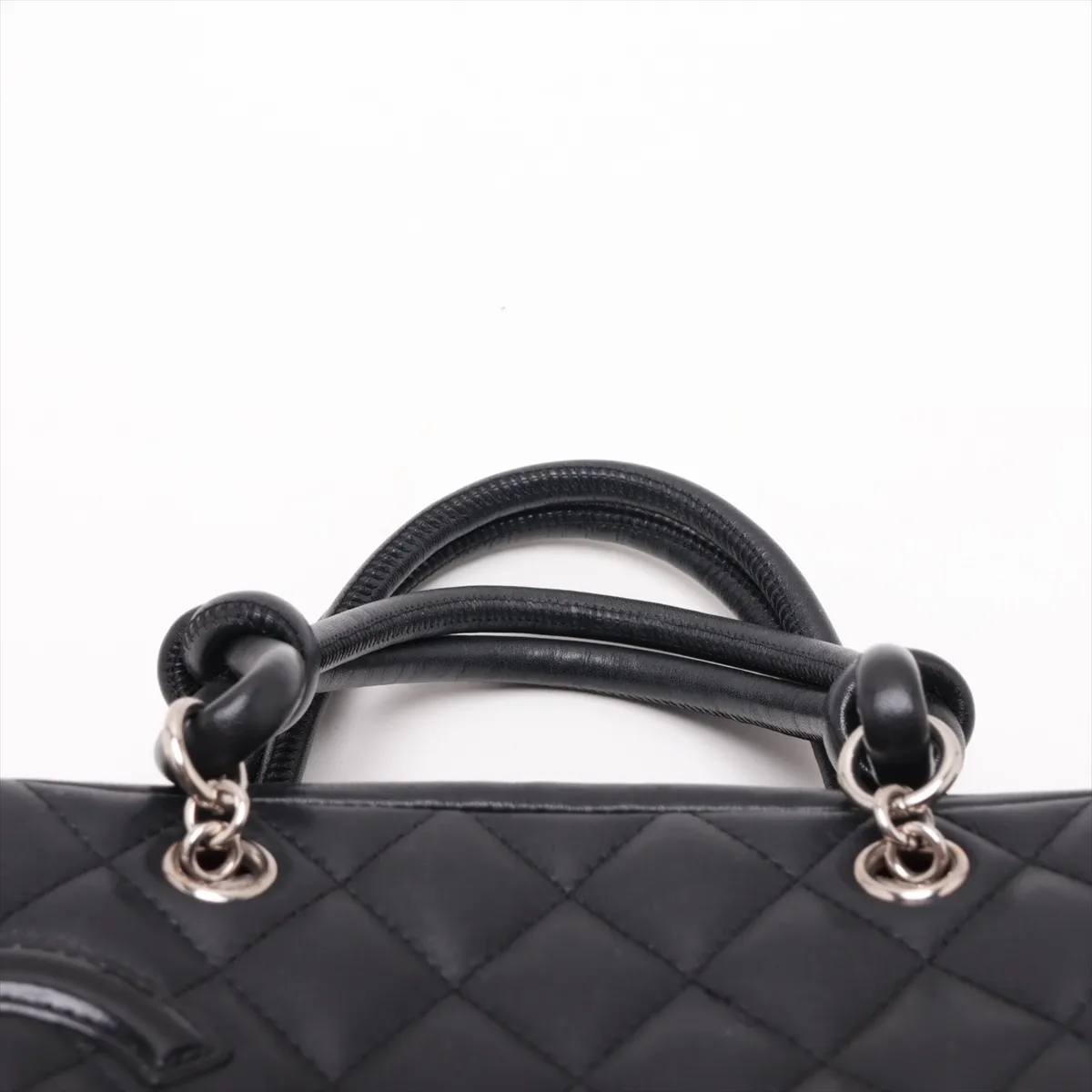 Cambon Line Lambskin Handbag, Black with Silver Hardware, 10658392 (Serial Number in the 10s) — view 6