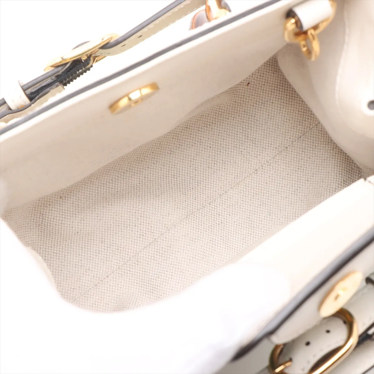 Bamboo Diana Leather Handbag, Green x White, 655661 — view 7