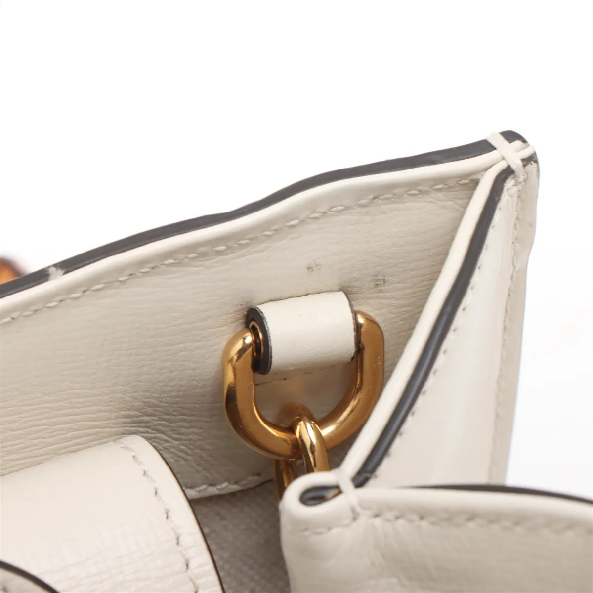 Bamboo Diana Leather Handbag, Green x White, 655661 — view 9