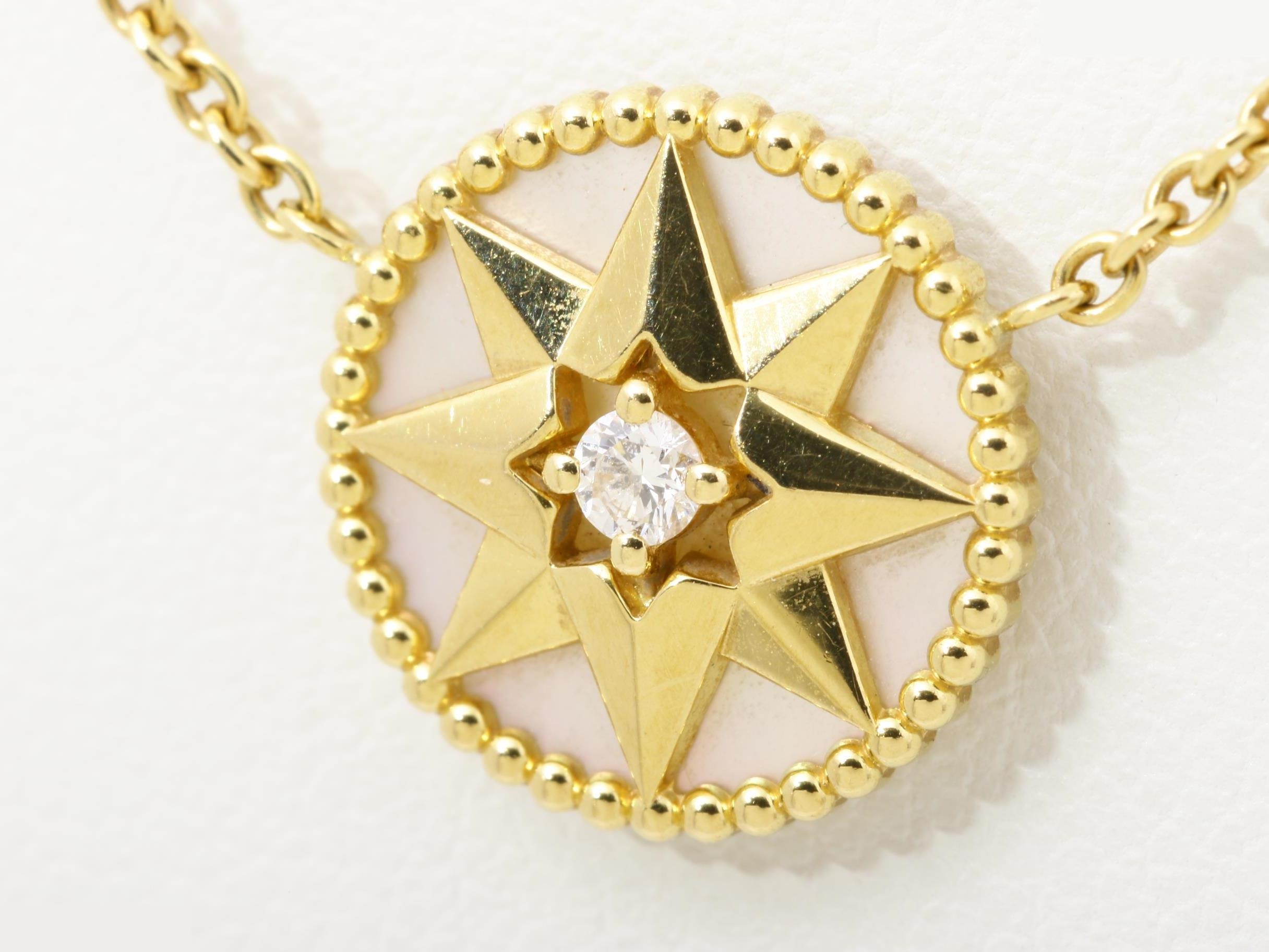 Au750YG Rose de Vent Diamond Shell Necklace, 4.6g — view 3