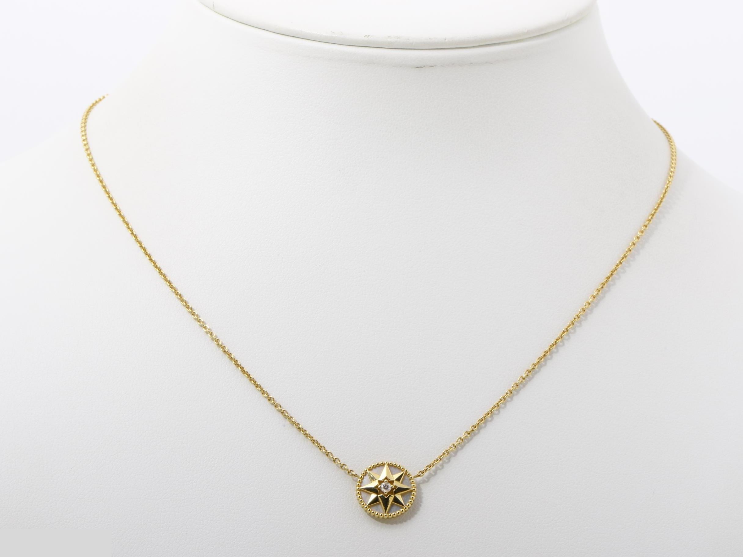 Au750YG Rose de Vent Diamond Shell Necklace, 4.6g — view 6