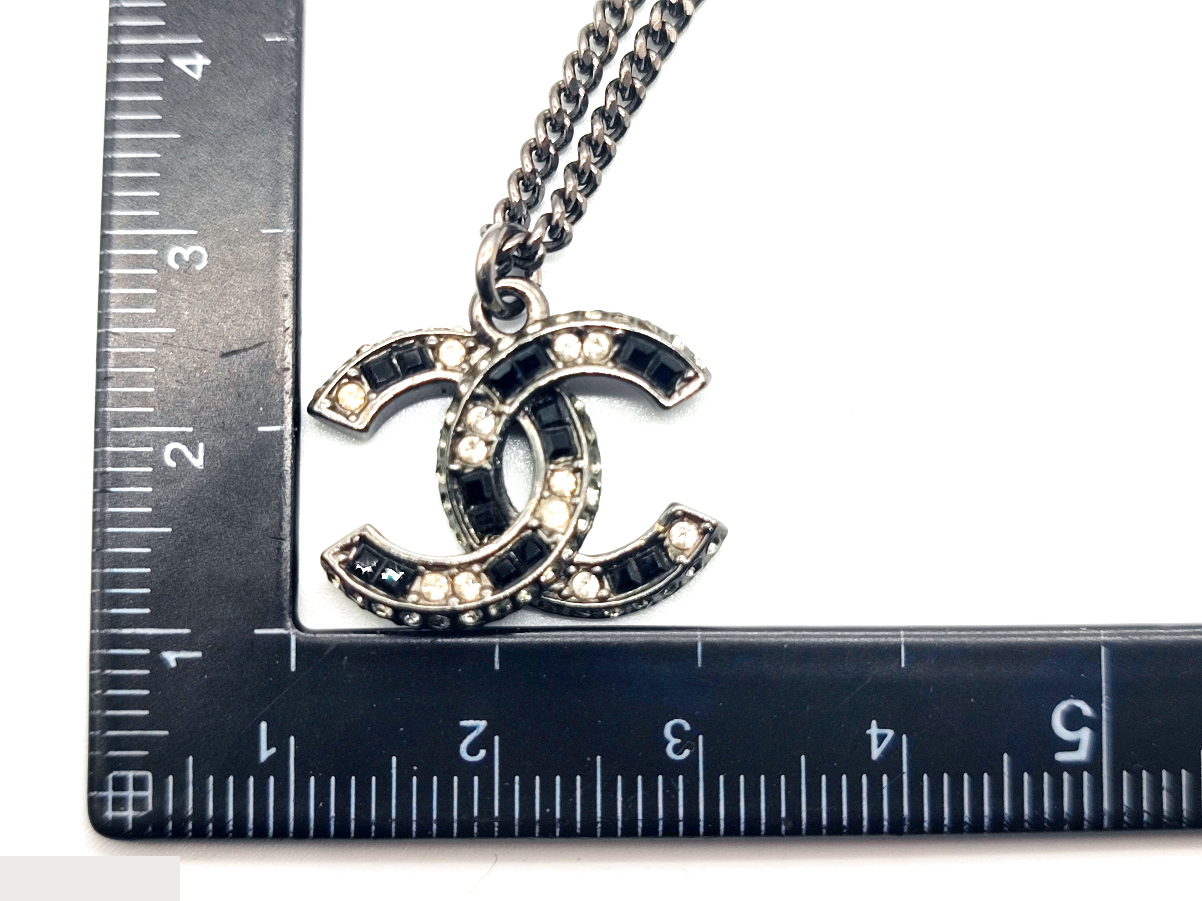 Coco Mark Rhinestone Black Stone Necklace A15B — view 3