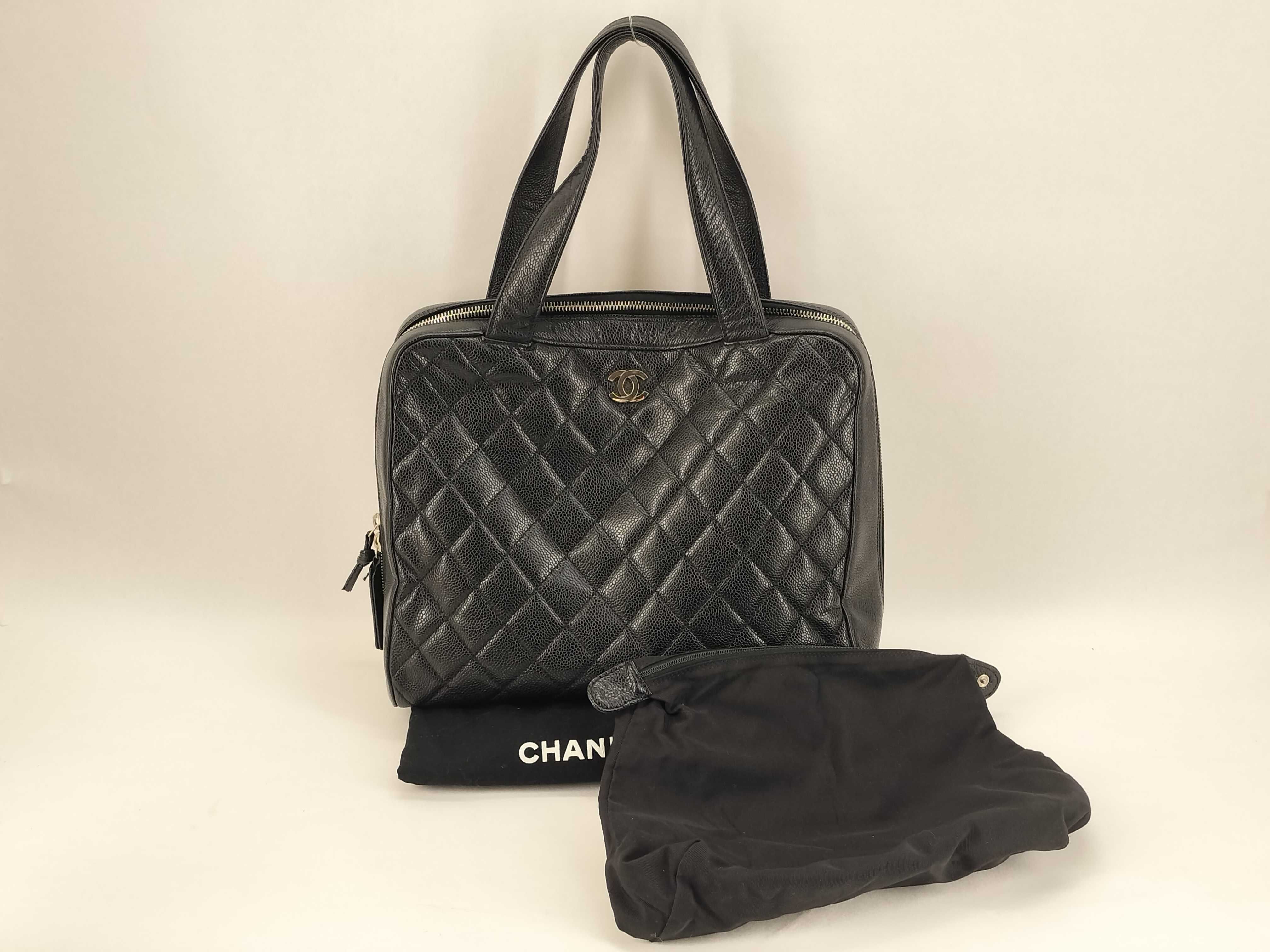 Caviar Skin Boston Tote Bag with Coco Mark (No. 6)