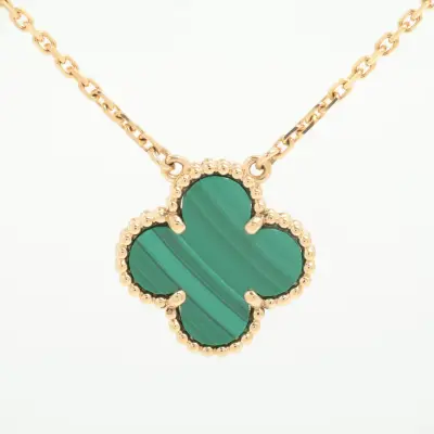 Vintage Alhambra Malachite Necklace, 750 (Yellow Gold), 5.5g, JA631161,