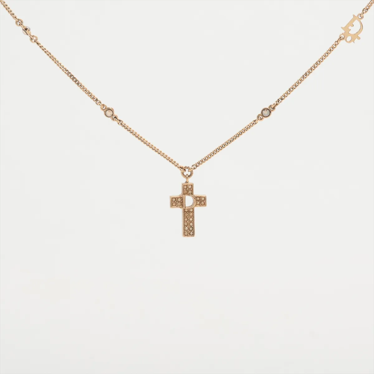 logo necklace, GP x rhinestone, gold,