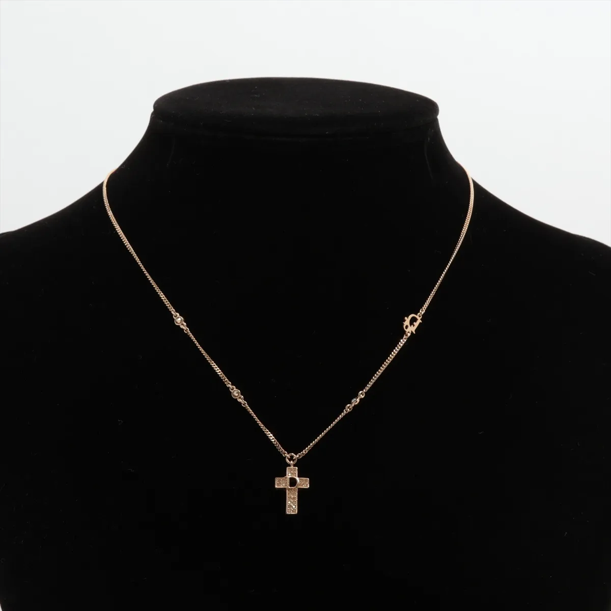 logo necklace, GP x rhinestone, gold, — view 6