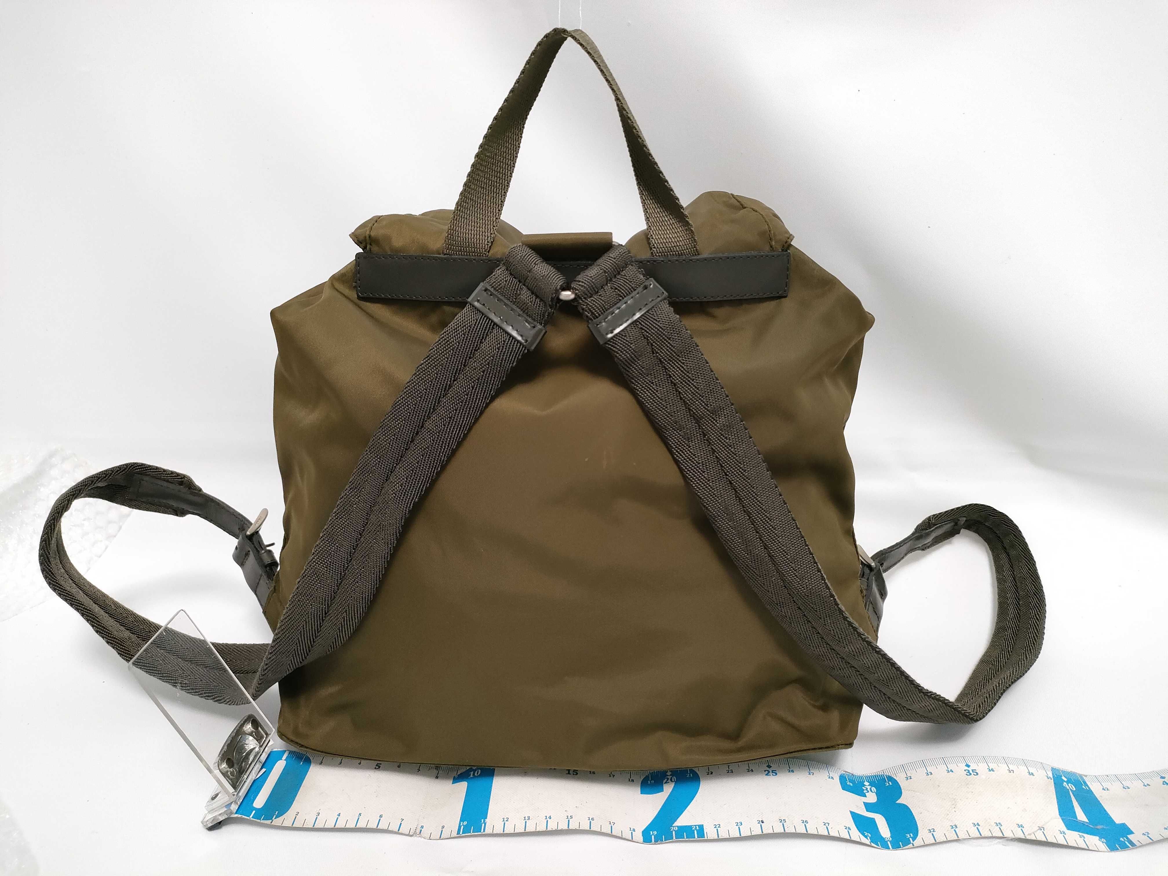 Nylon Plate Logo Backpack, Rucksack, Nylon and Leather, Khaki/Black. — view 2