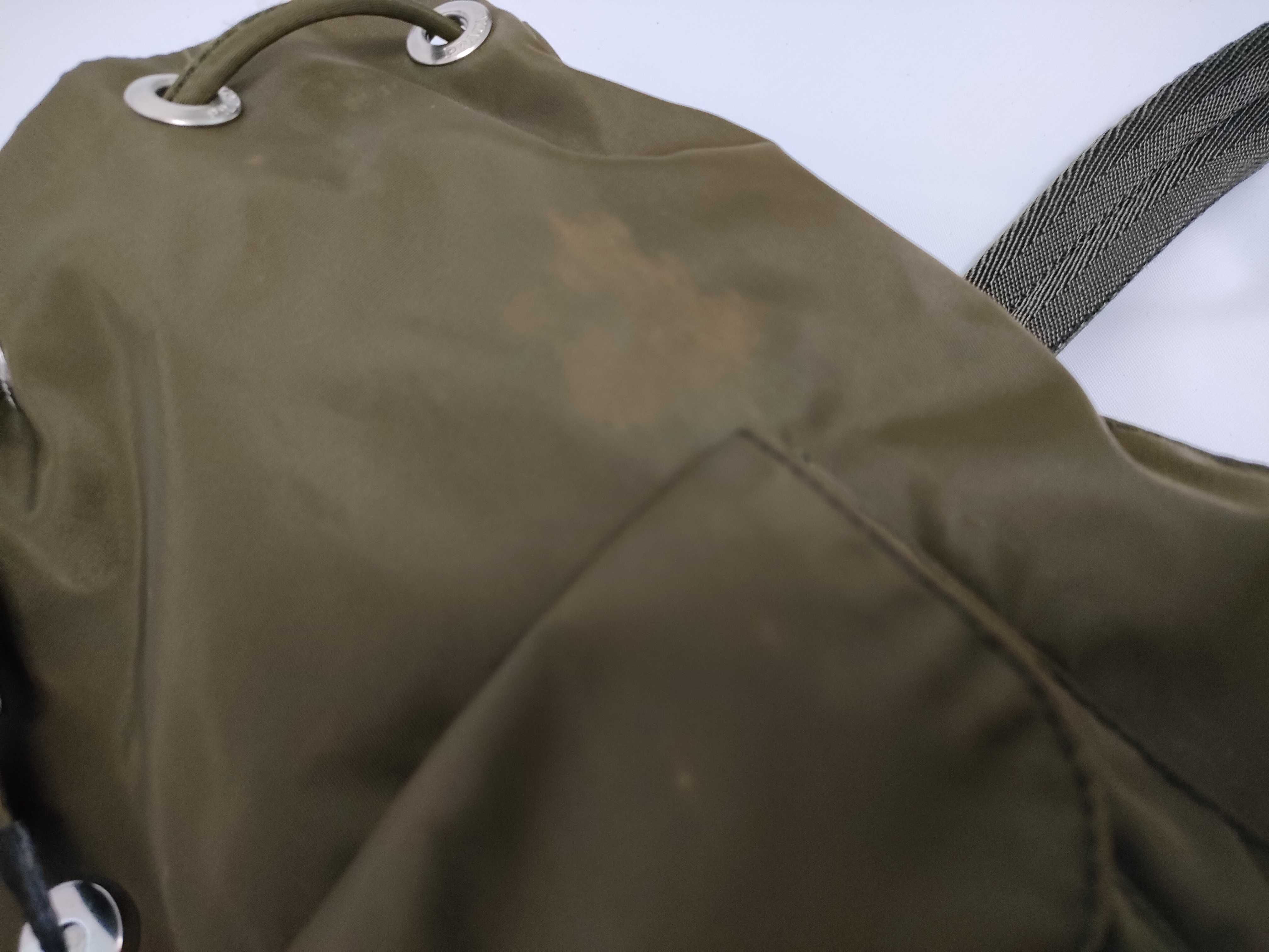 Nylon Plate Logo Backpack, Rucksack, Nylon and Leather, Khaki/Black. — view 13