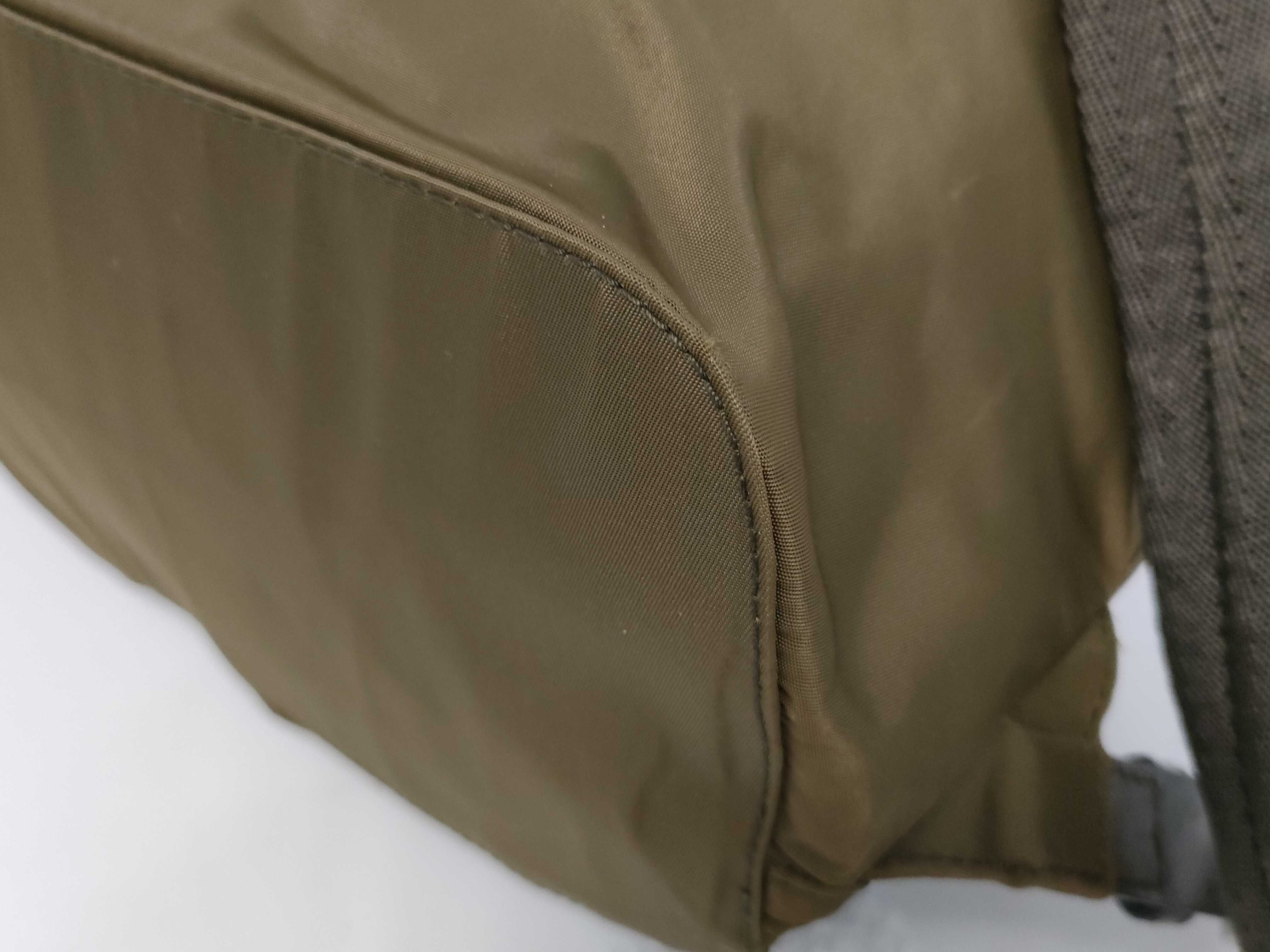 Nylon Plate Logo Backpack, Rucksack, Nylon and Leather, Khaki/Black. — view 4