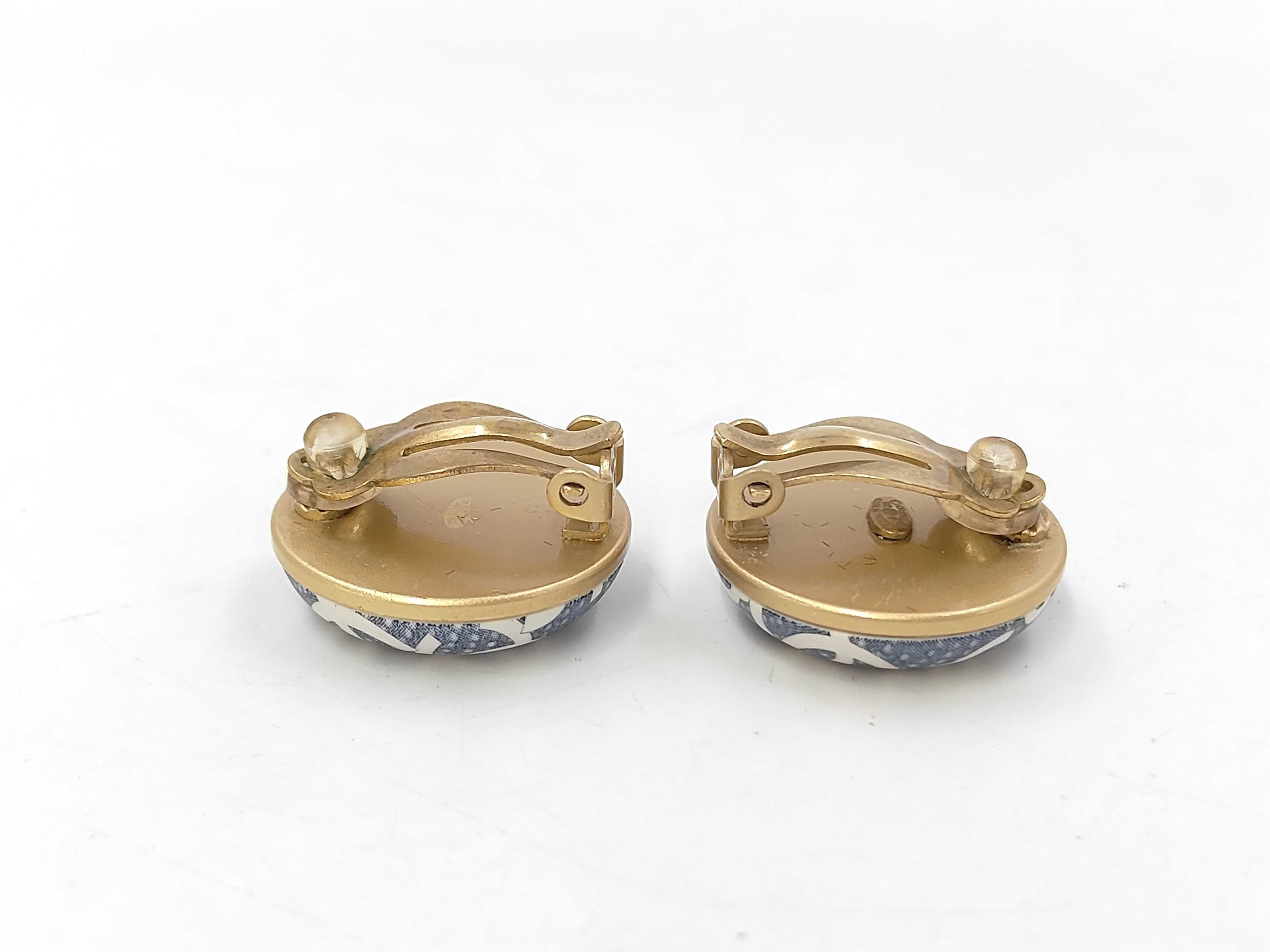 Coco Mark Round GP Denim Blue x Gold Earrings 02P — view 3