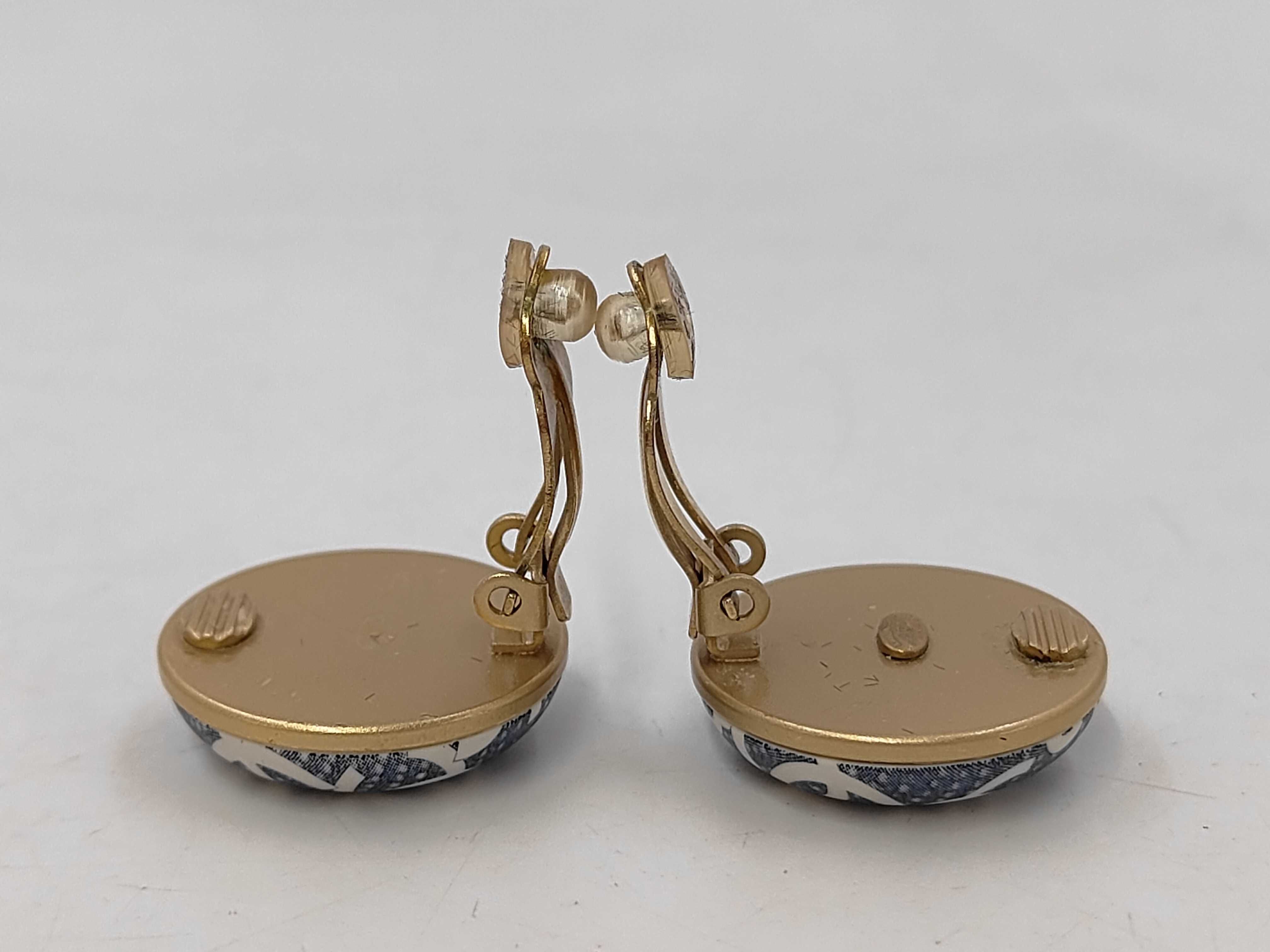 Coco Mark Round GP Denim Blue x Gold Earrings 02P — view 4