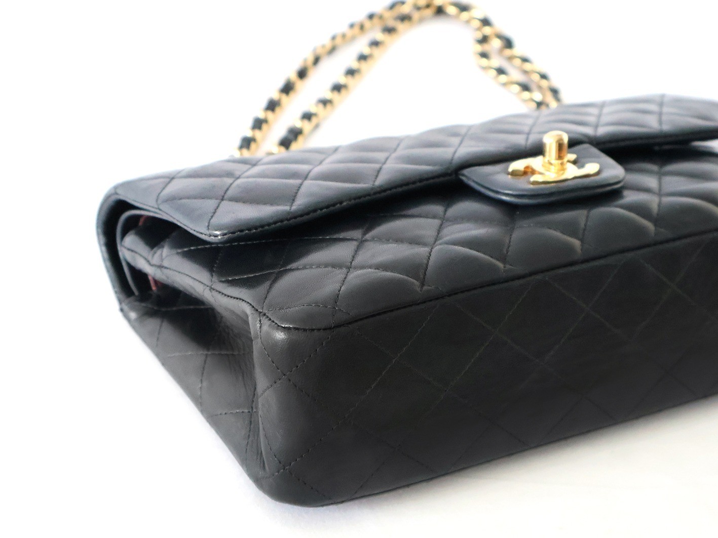 Matelassé 25 Lambskin Double Flap Double Chain Shoulder Bag, Black — view 3