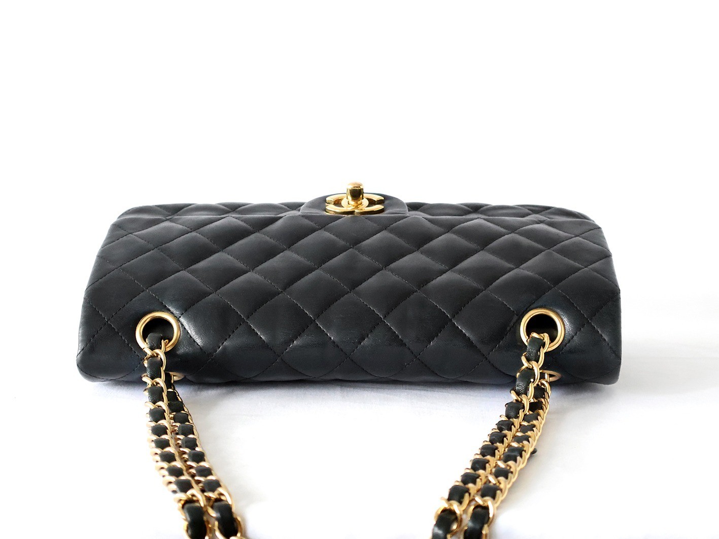 Matelassé 25 Lambskin Double Flap Double Chain Shoulder Bag, Black — view 5