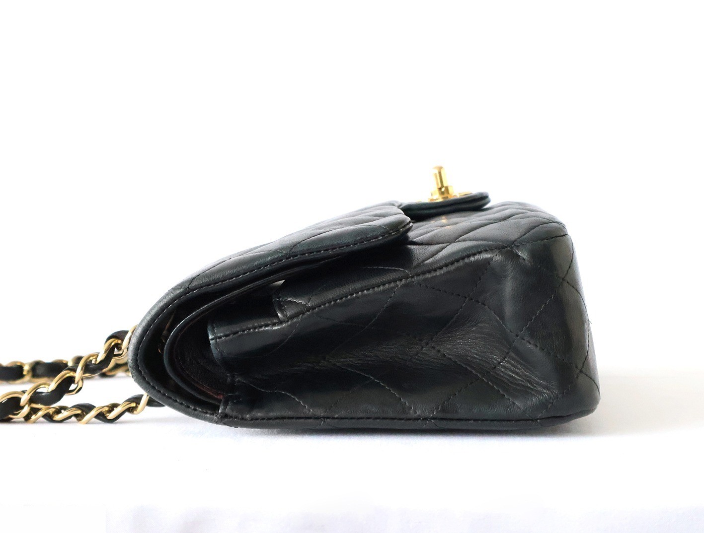 Matelassé 25 Lambskin Double Flap Double Chain Shoulder Bag, Black — view 6