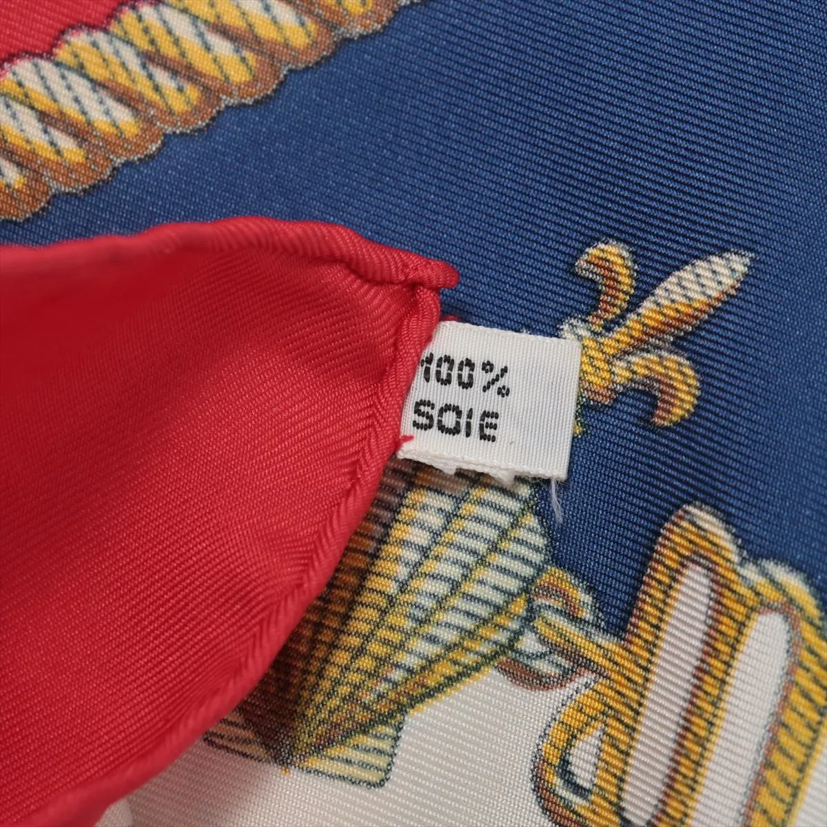 Carre 90 Scarf, Silk, Navy x Red, — view 7