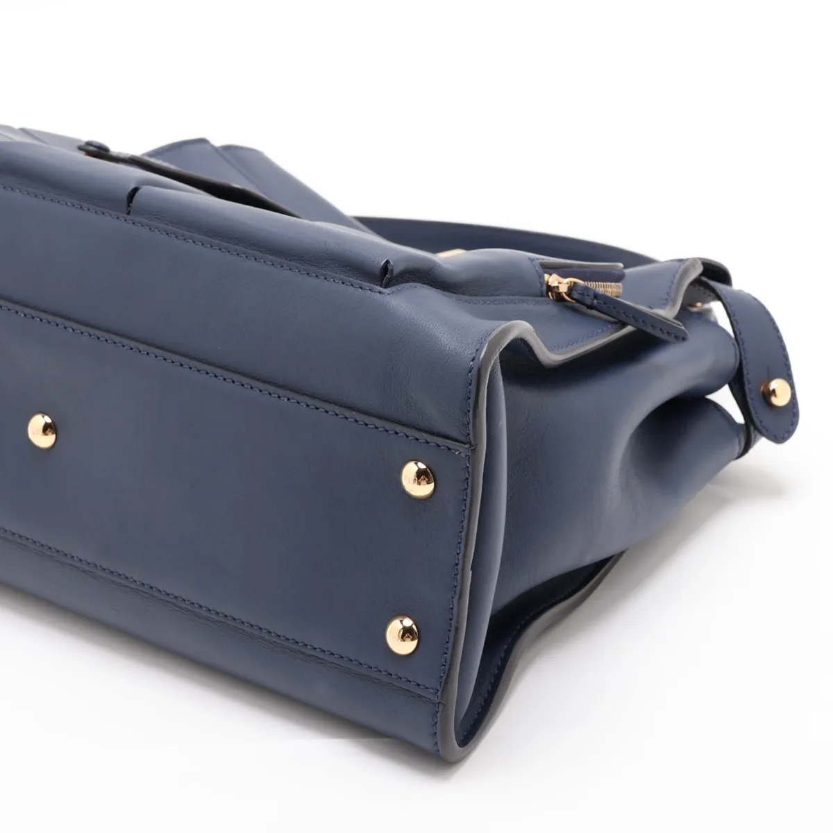 Peekaboo Regular Pocket Leather 2-Way Handbag, Navy, 8BN312 — view 3