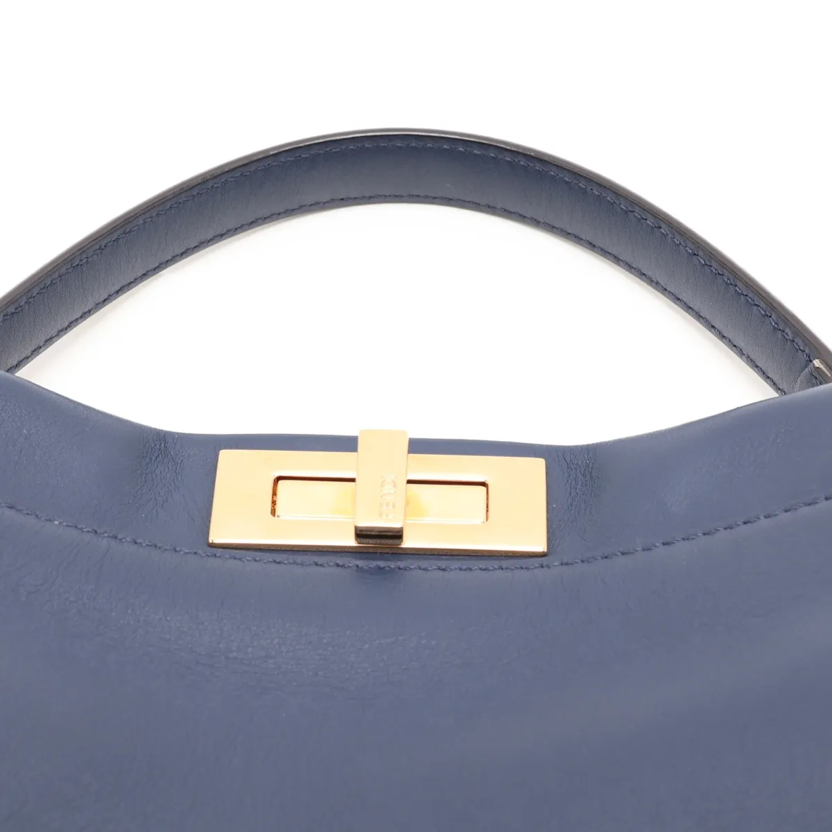 Peekaboo Regular Pocket Leather 2-Way Handbag, Navy, 8BN312 — view 6
