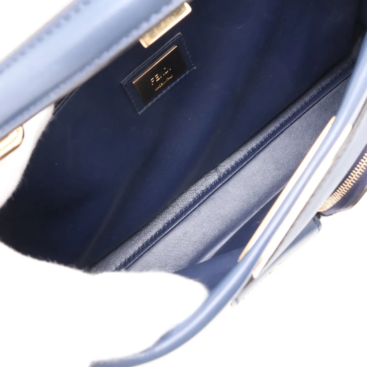 Peekaboo Regular Pocket Leather 2-Way Handbag, Navy, 8BN312 — view 8