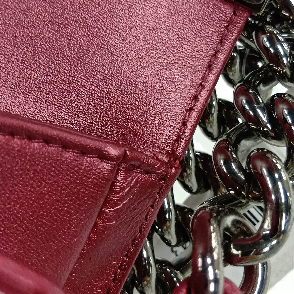 Boy Chanel 28 Large Patent Leather Chain Shoulder Bag, Red, Silver Hardware, 19613932, Serial Number 19-series, A92193 — view 11