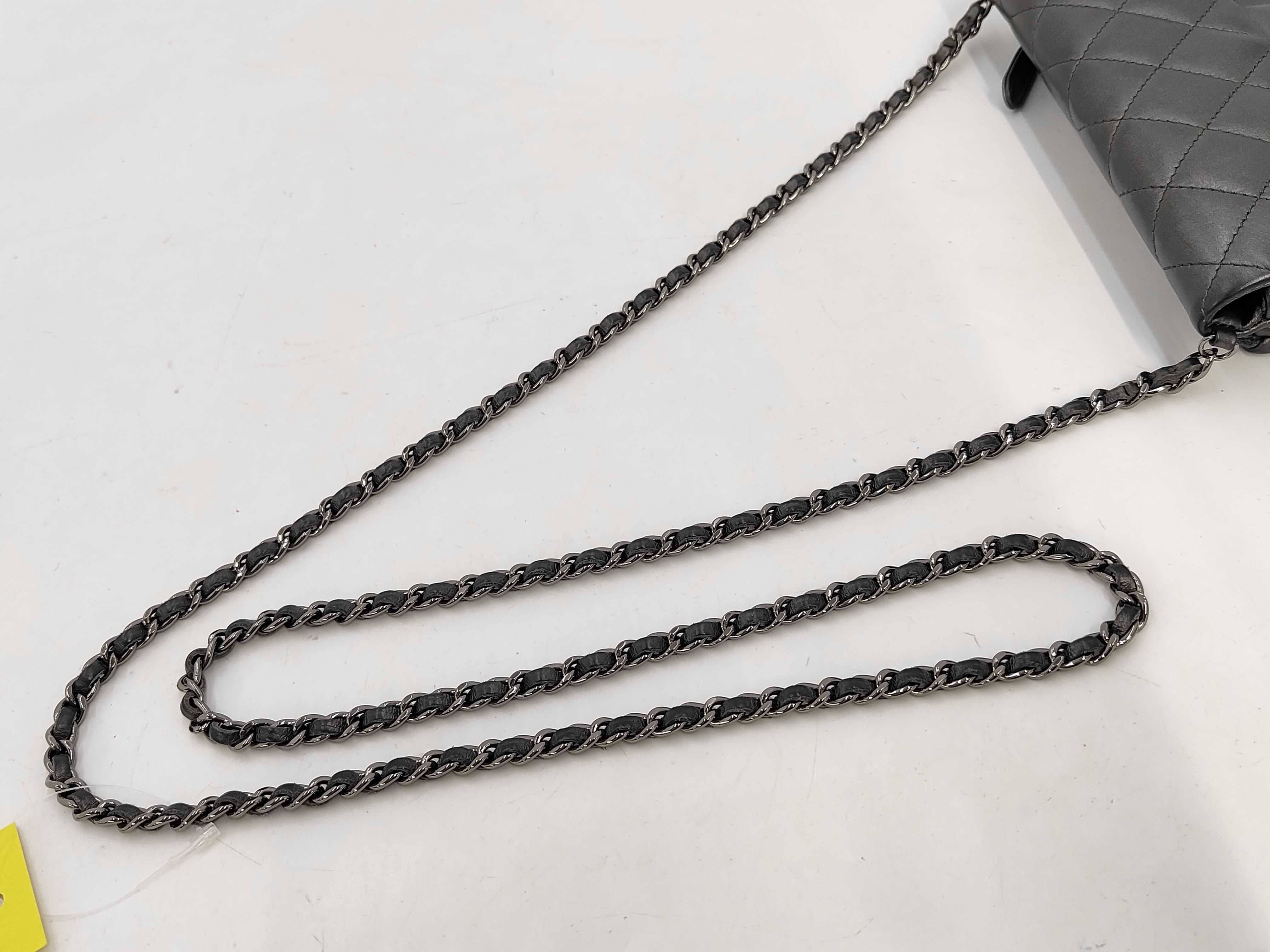 Lambskin Matelassé Grey Shoulder Bag — view 3