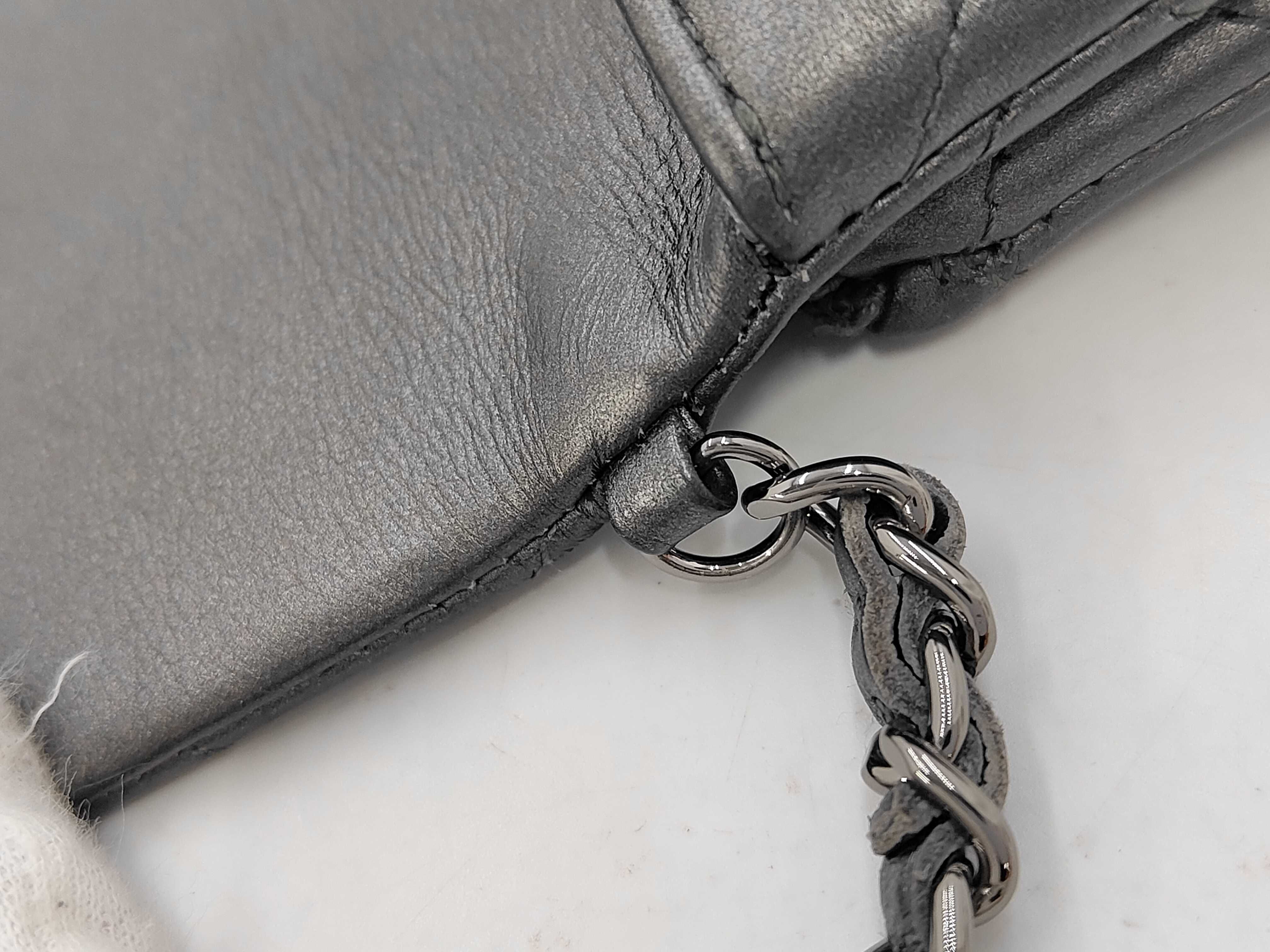 Lambskin Matelassé Grey Shoulder Bag — view 5