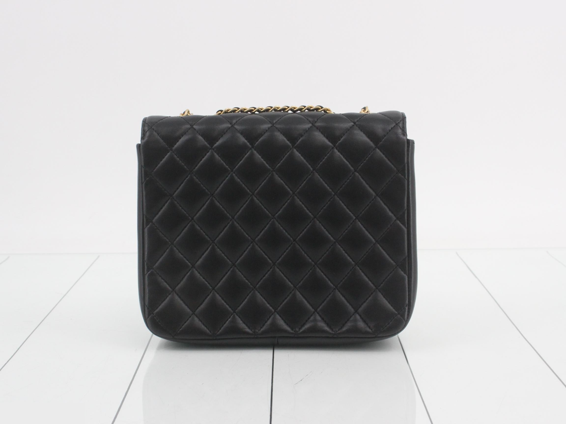 Matelassé Lambskin Double Flap Shoulder Bag, Black — view 2