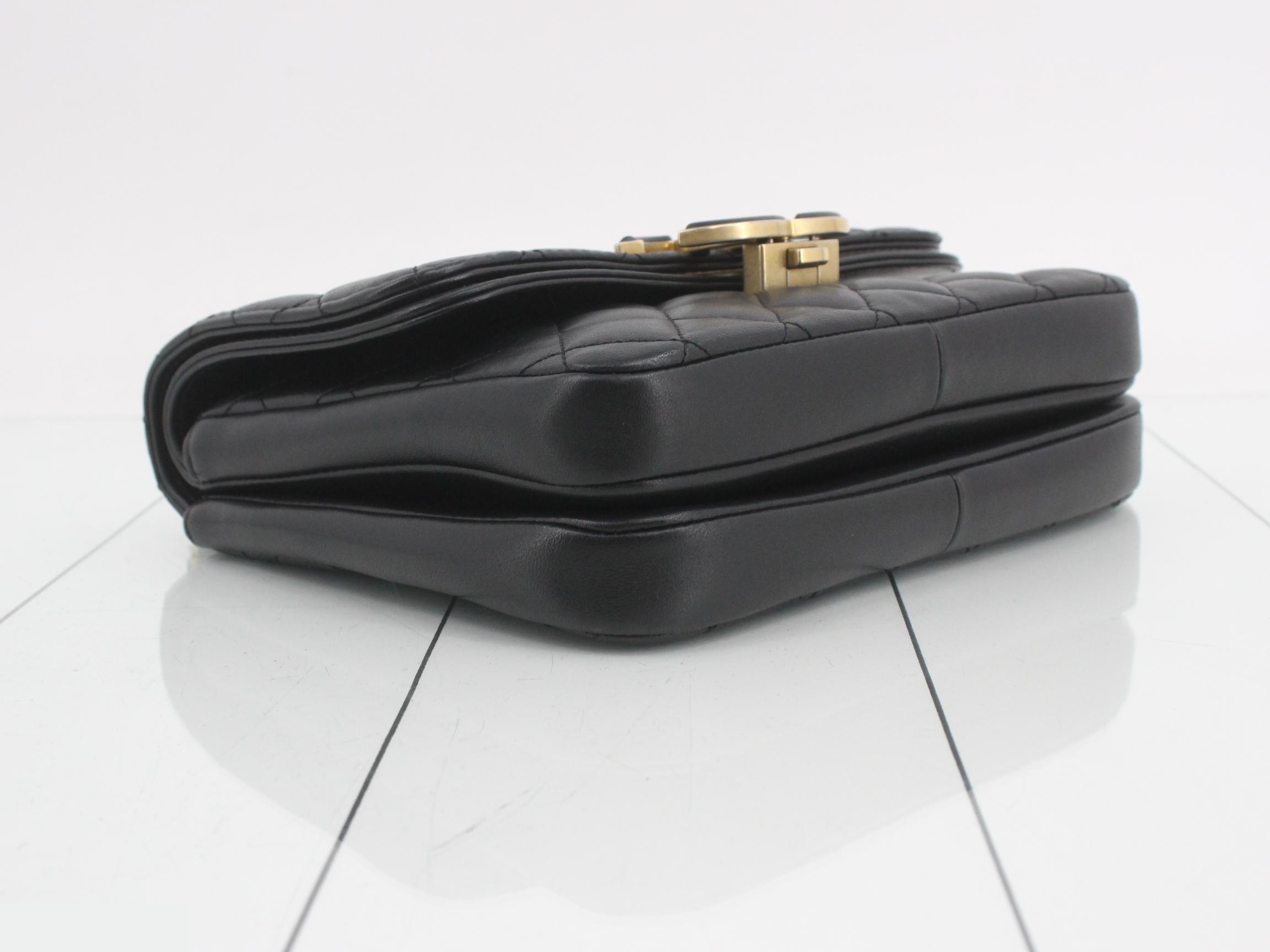 Matelassé Lambskin Double Flap Shoulder Bag, Black — view 5