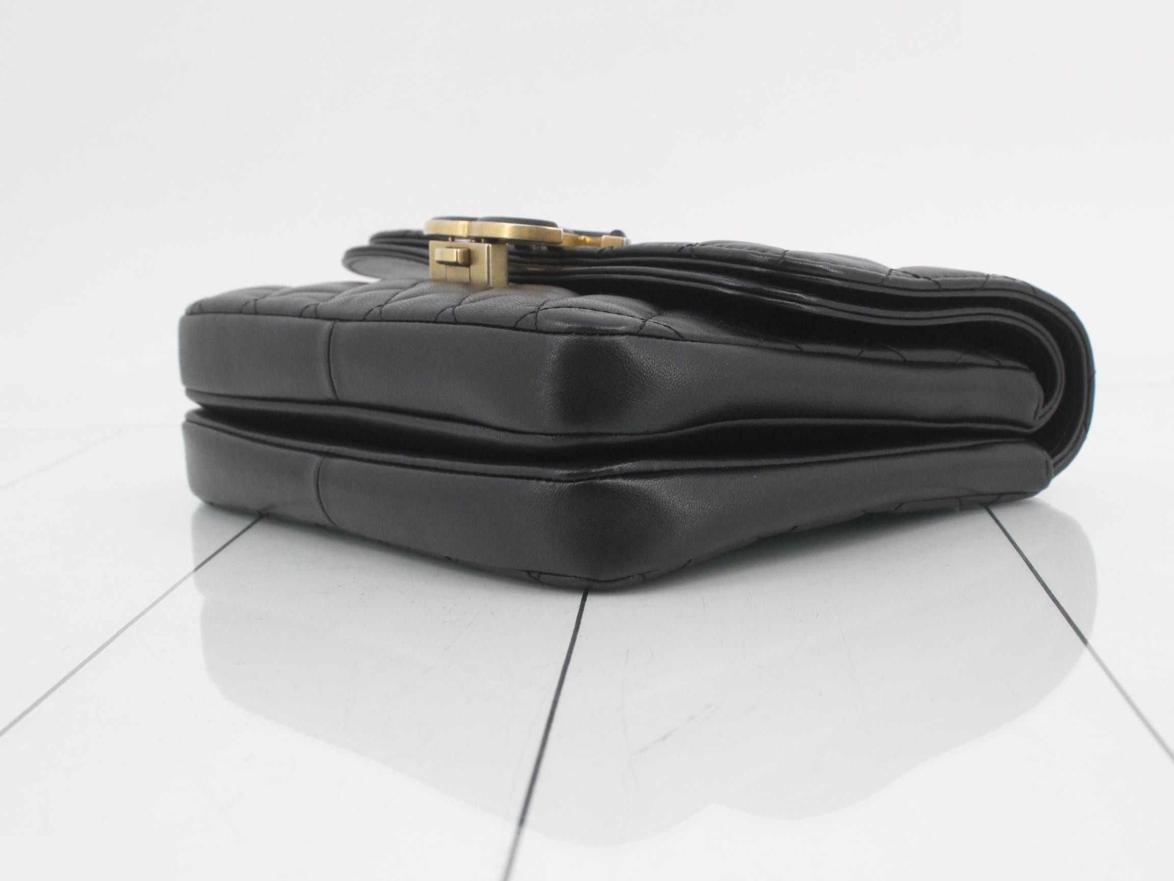 Matelassé Lambskin Double Flap Shoulder Bag, Black — view 6