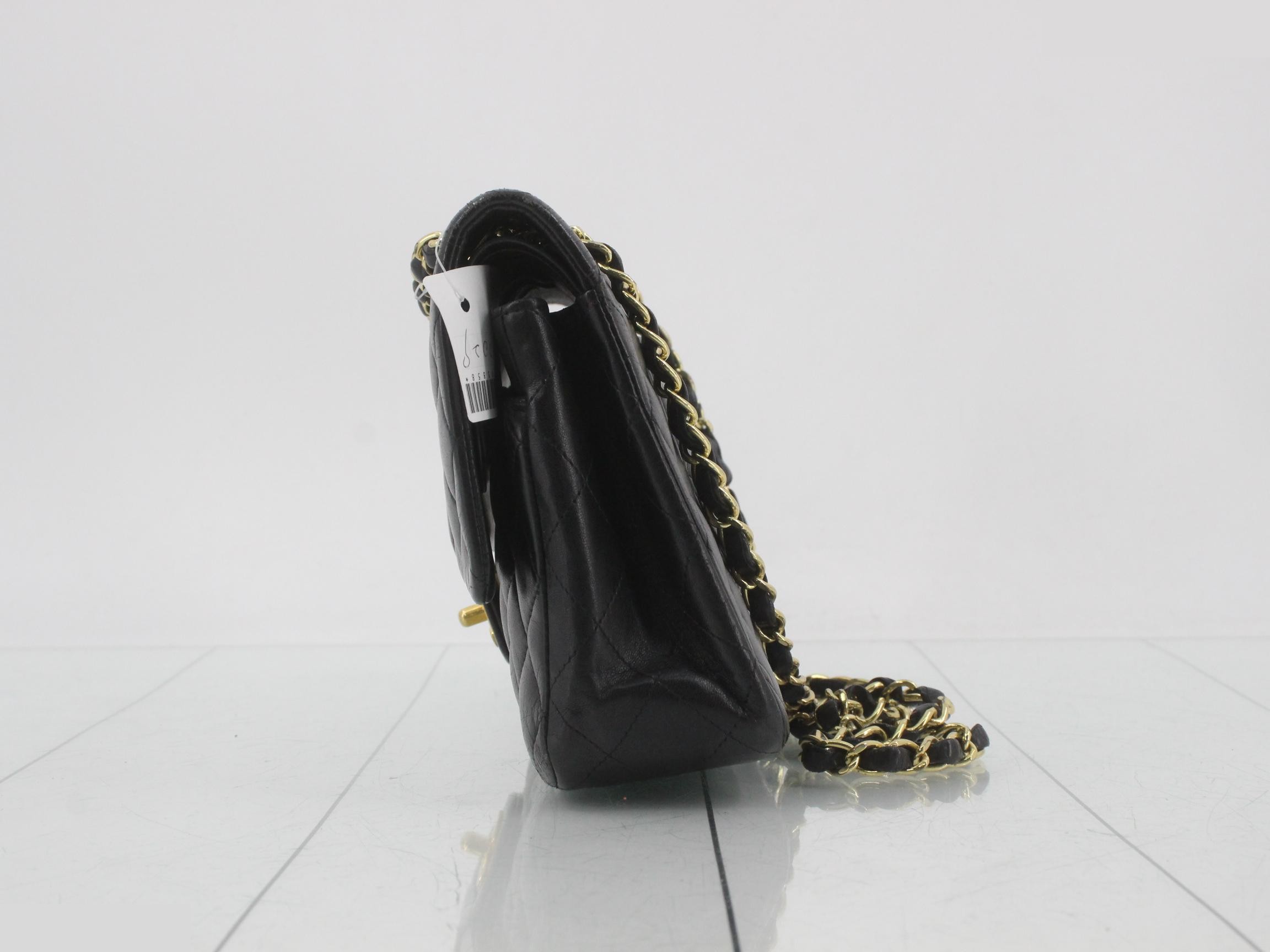Classic Flap Shoulder Bag, Medium, Lambskin, Black — view 3