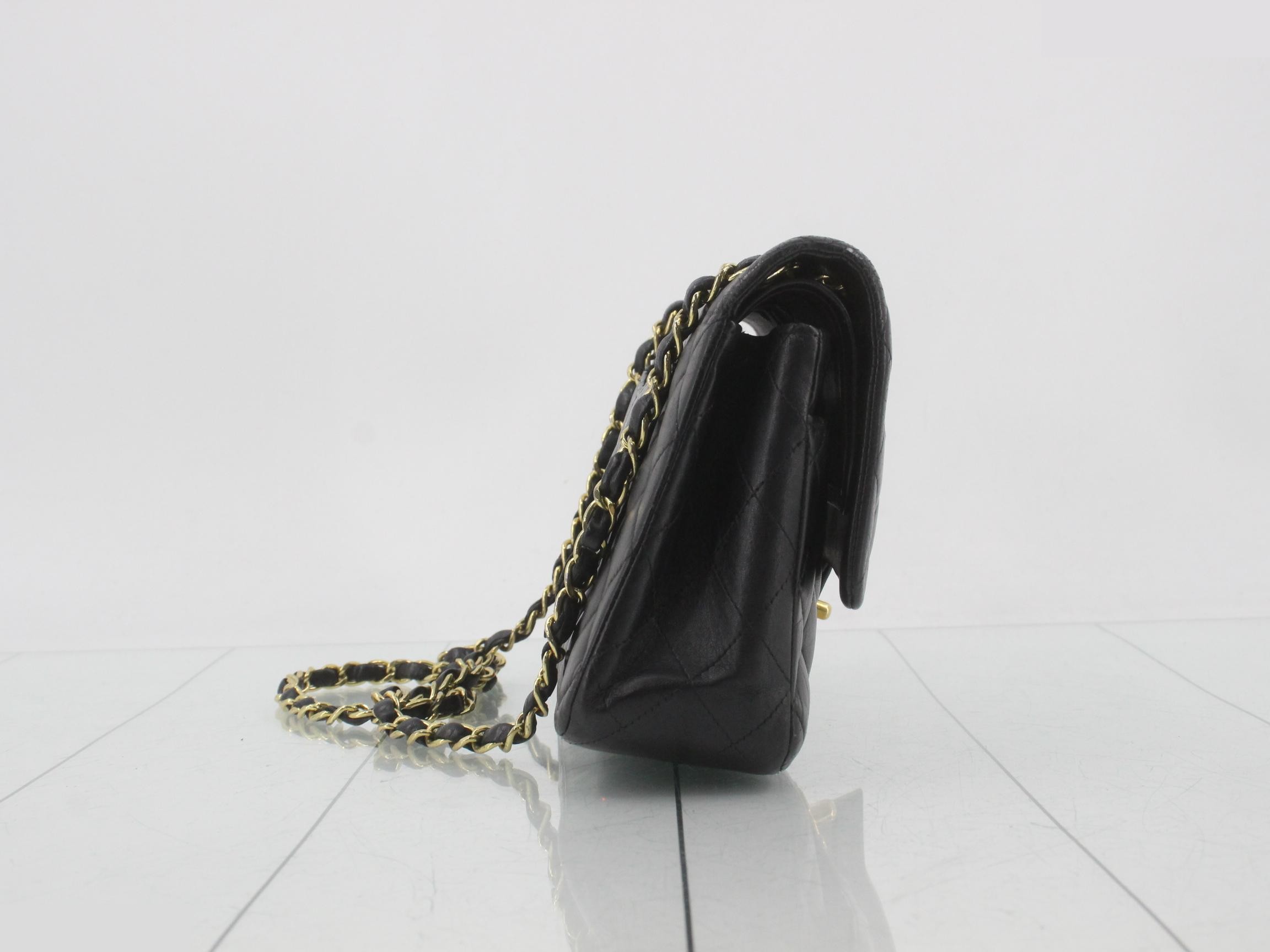 Classic Flap Shoulder Bag, Medium, Lambskin, Black — view 4
