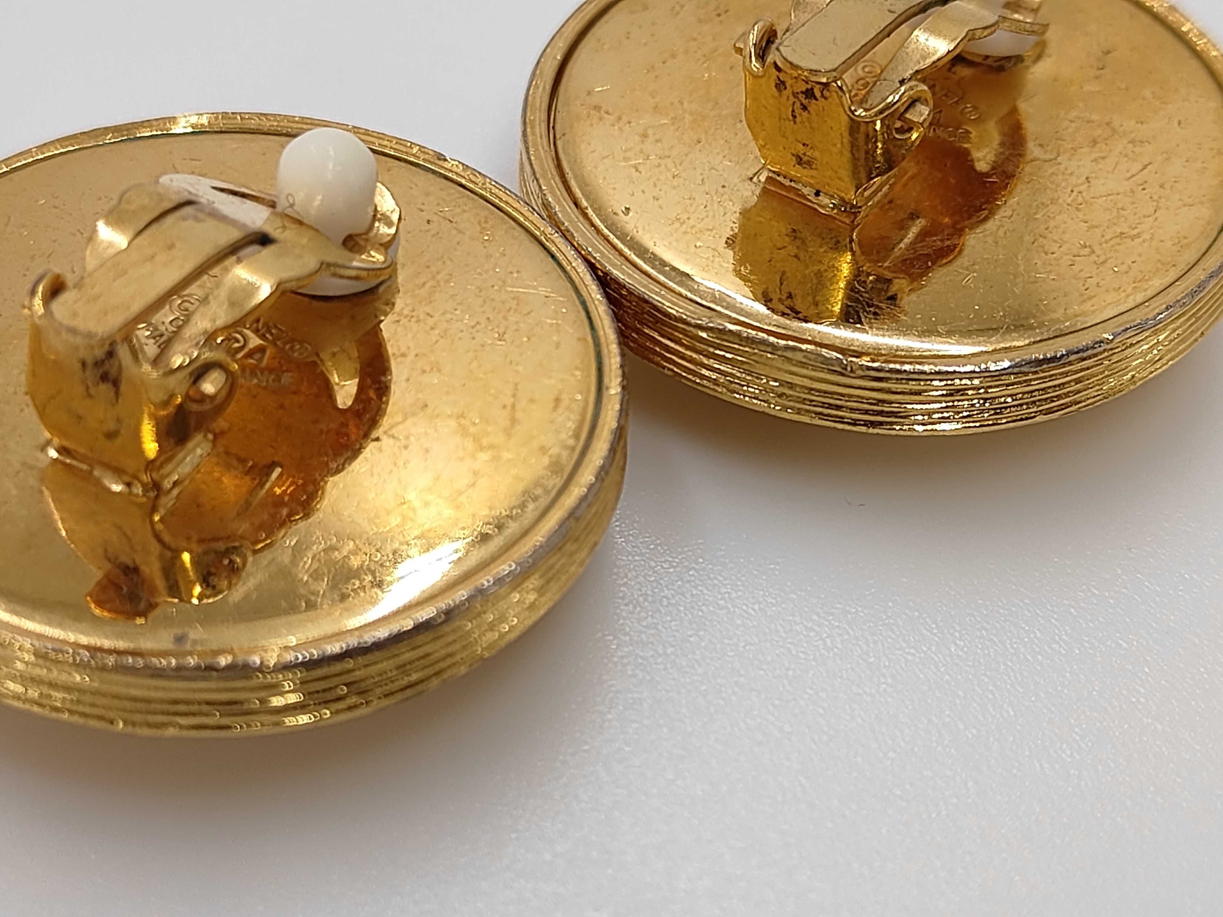Gold Plated Vintage Coco Mark Round Earrings — view 8