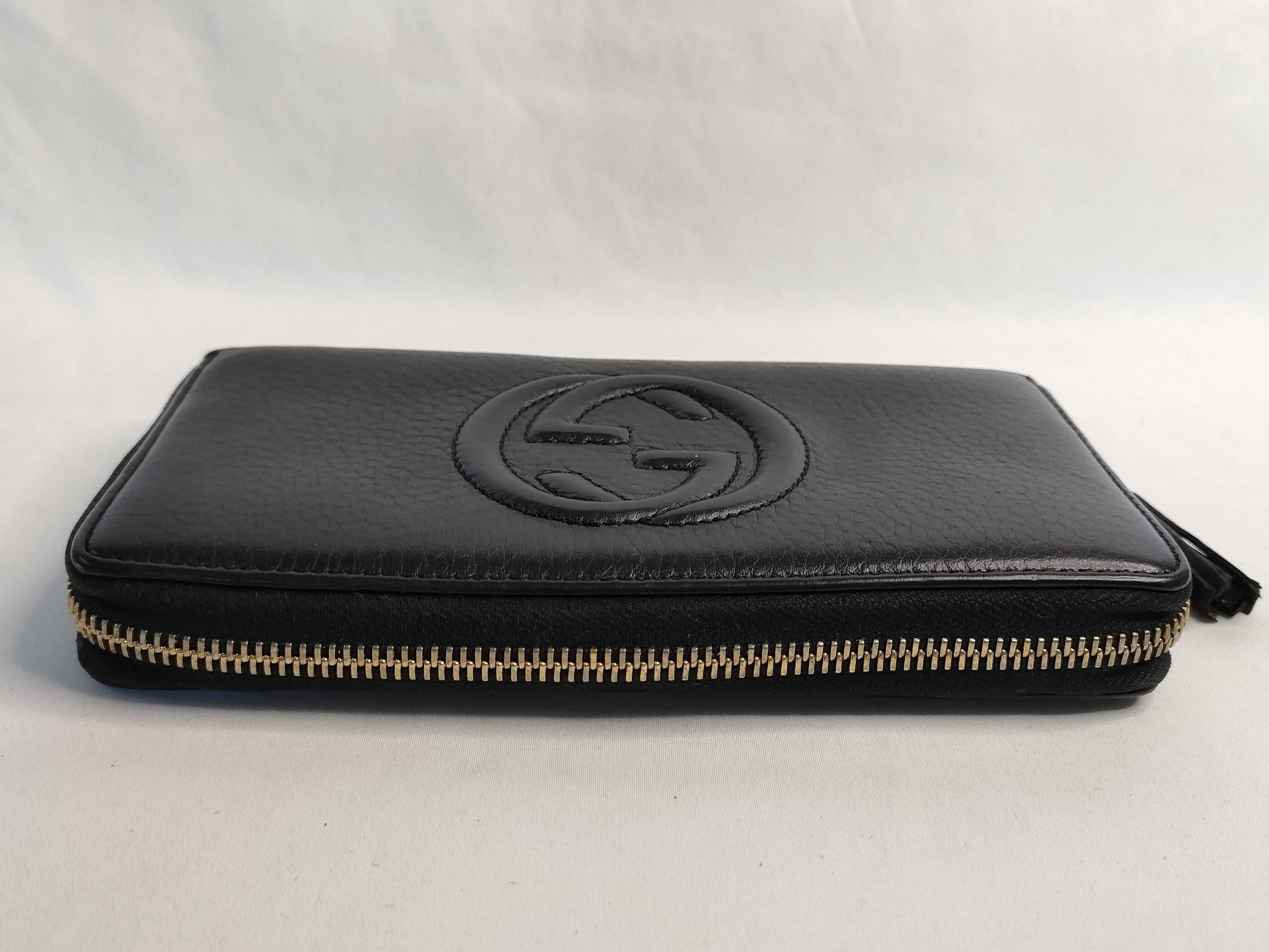 Soho Leather Round Long Wallet, Black, Serial Number — view 6
