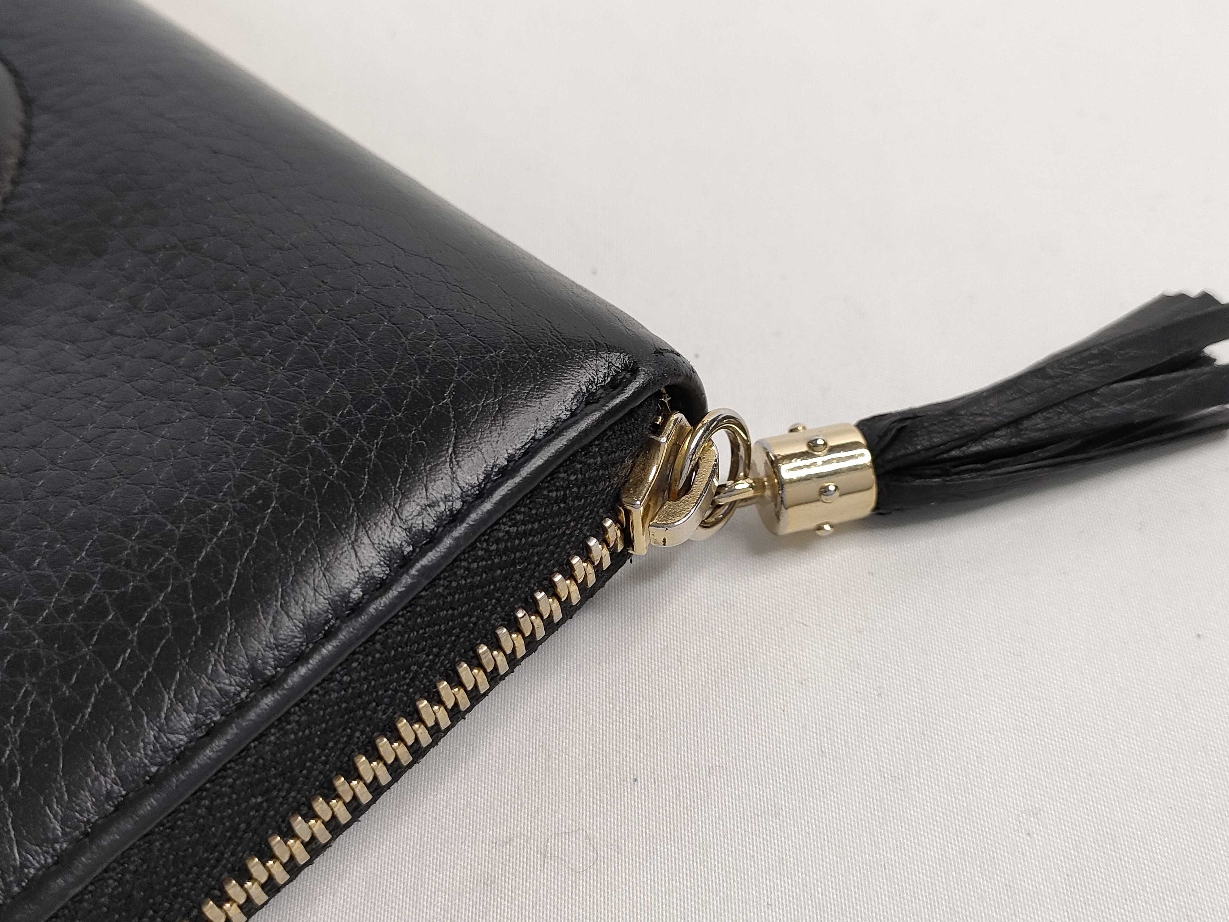 Soho Leather Round Long Wallet, Black, Serial Number — view 7