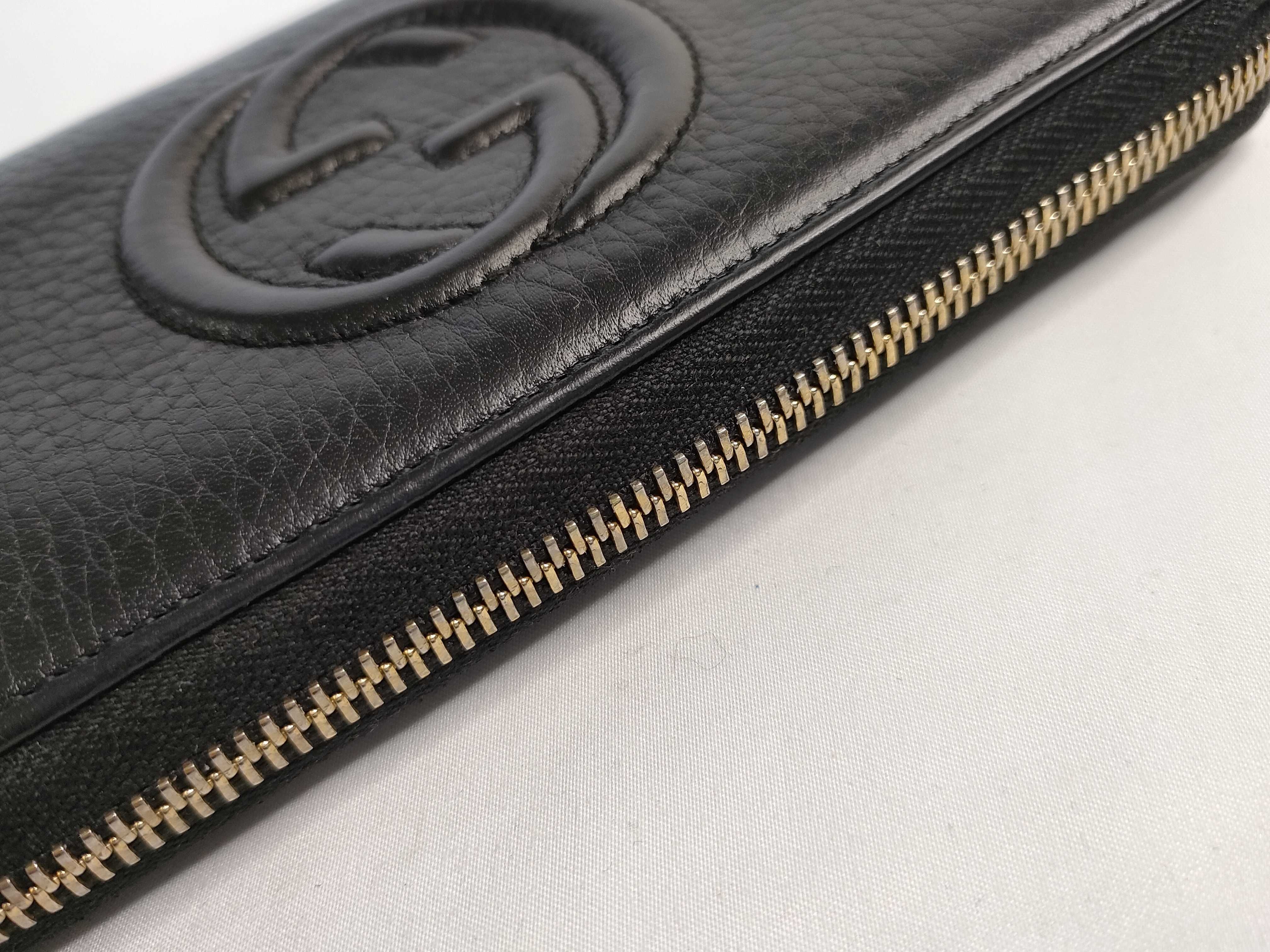 Soho Leather Round Long Wallet, Black, Serial Number — view 8