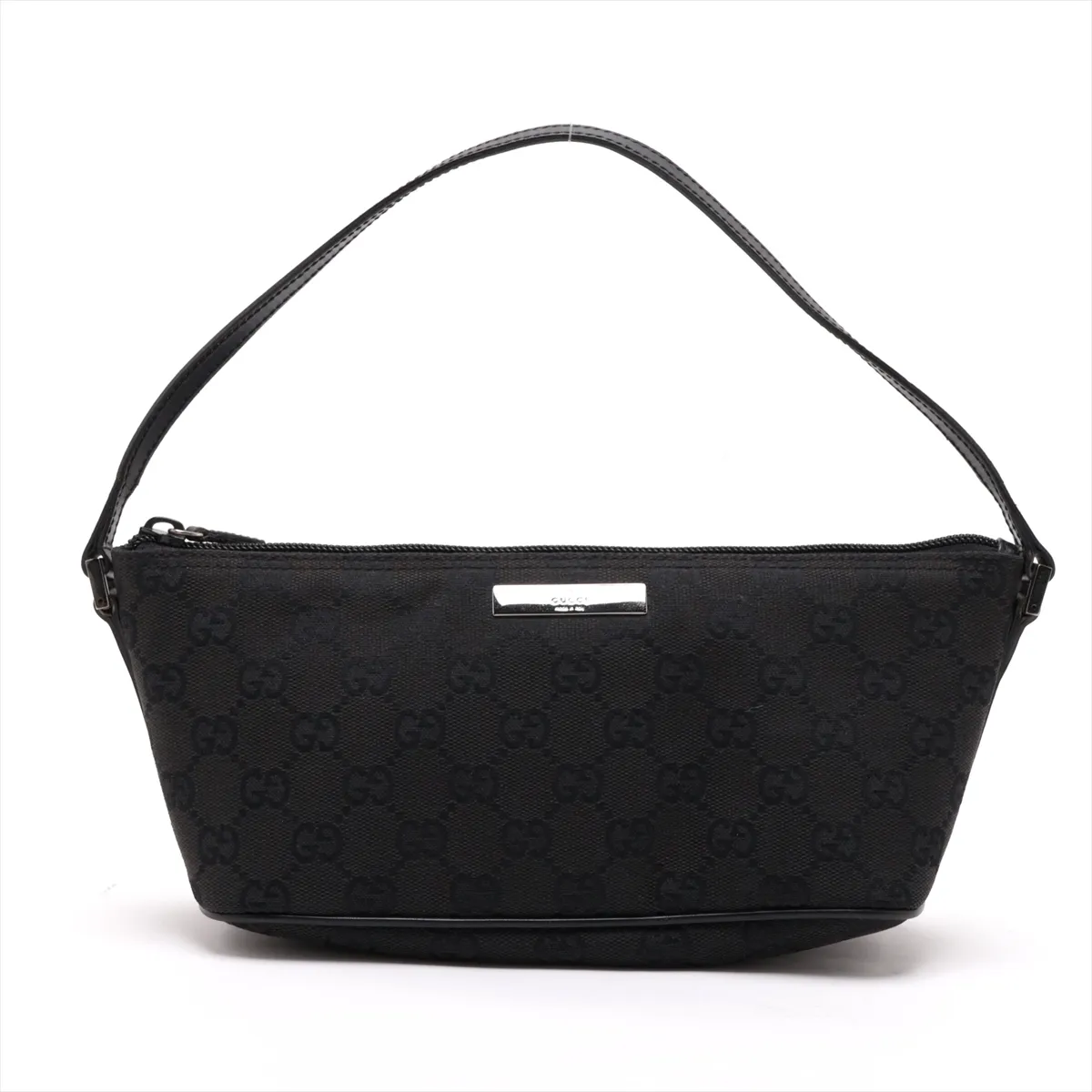 GG Canvas x Leather Handbag Black 07198