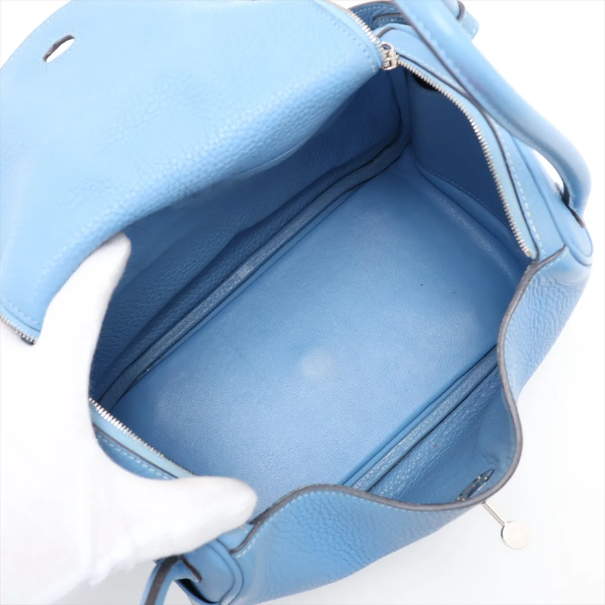 [Individually packaged] Hermes Lindy 26 Taurillon Clemence Blue Paradise Silver Hardware T: 2015 — view 8