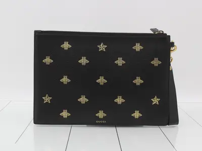 B&Star Leather Clutch Bag with Short Strap