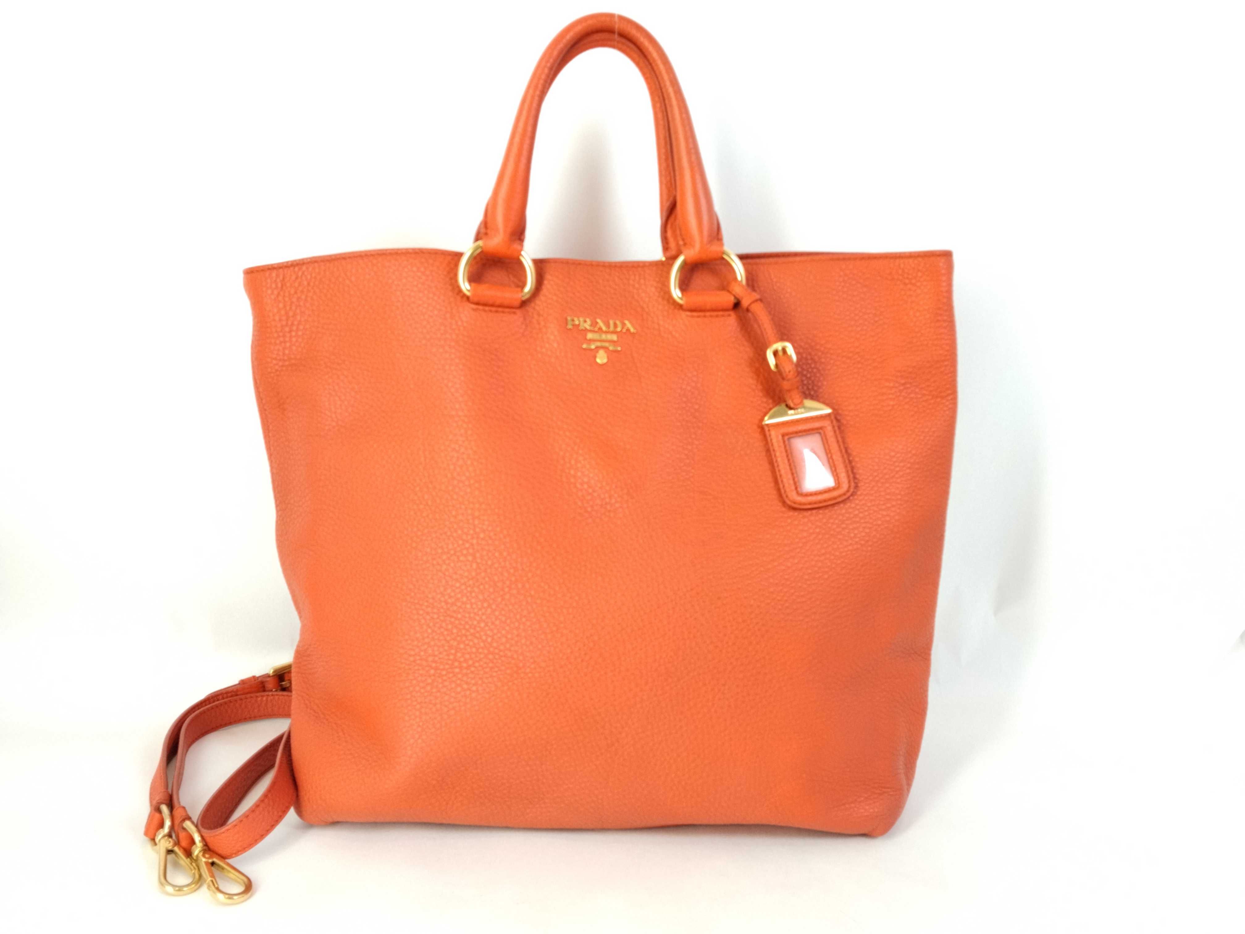 Vitello Daino Leather 2-way Shoulder Bag Tote Bag with Gold Hardware