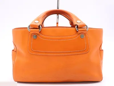 Leather Boogie Bag Handbag, Orange, Silver Hardware