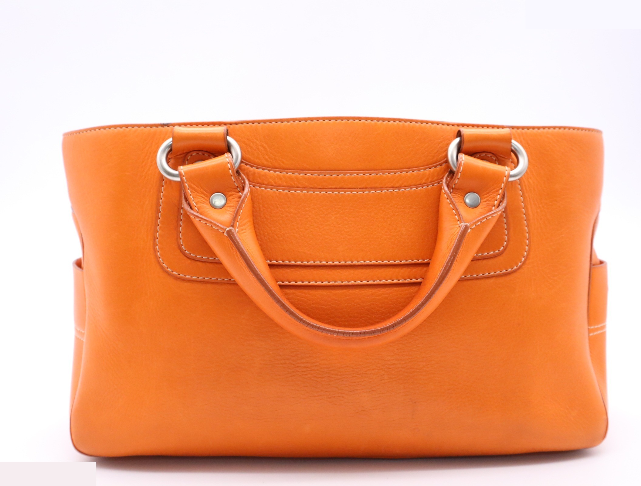 Leather Boogie Bag Handbag, Orange, Silver Hardware — view 2