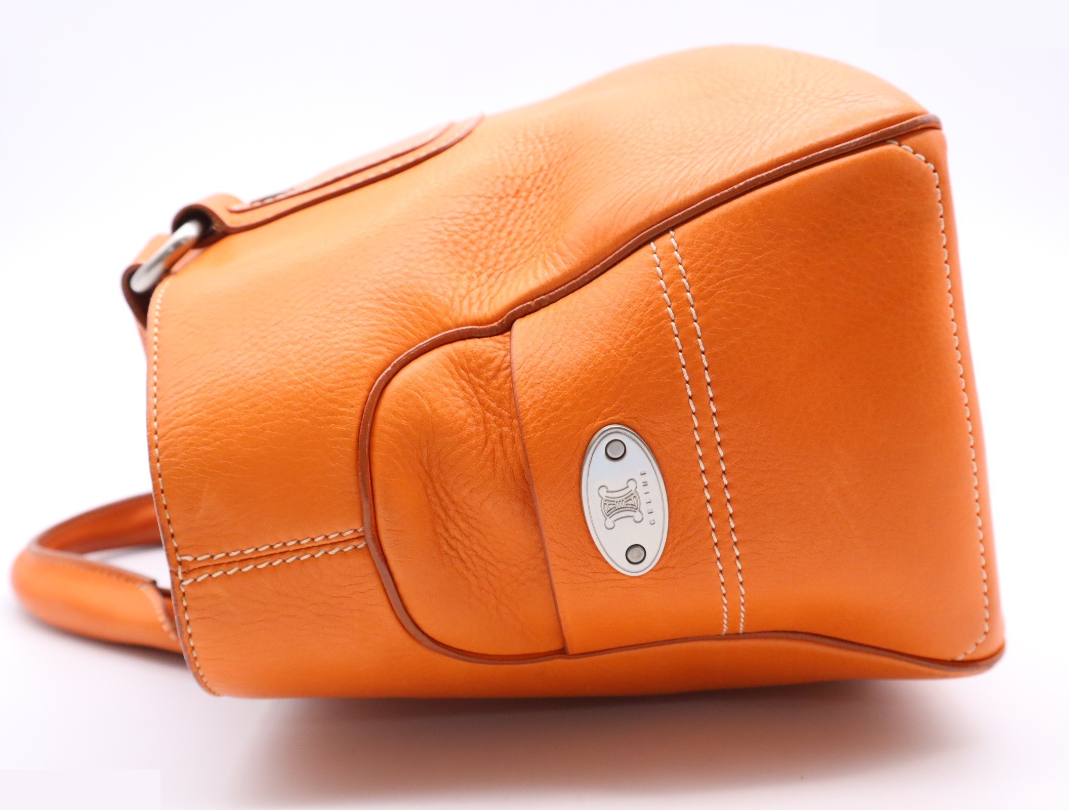 Leather Boogie Bag Handbag, Orange, Silver Hardware — view 3