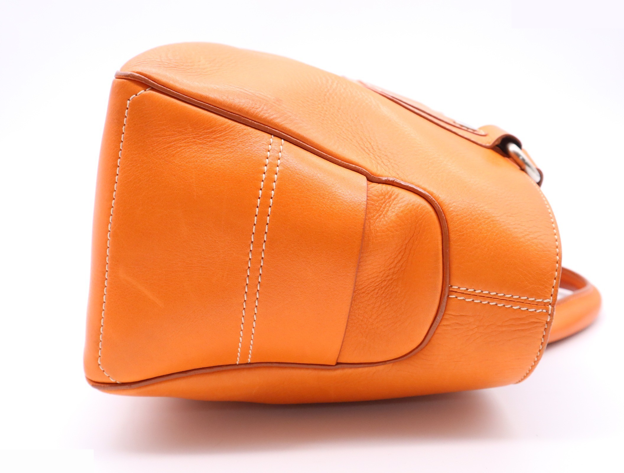 Leather Boogie Bag Handbag, Orange, Silver Hardware — view 5