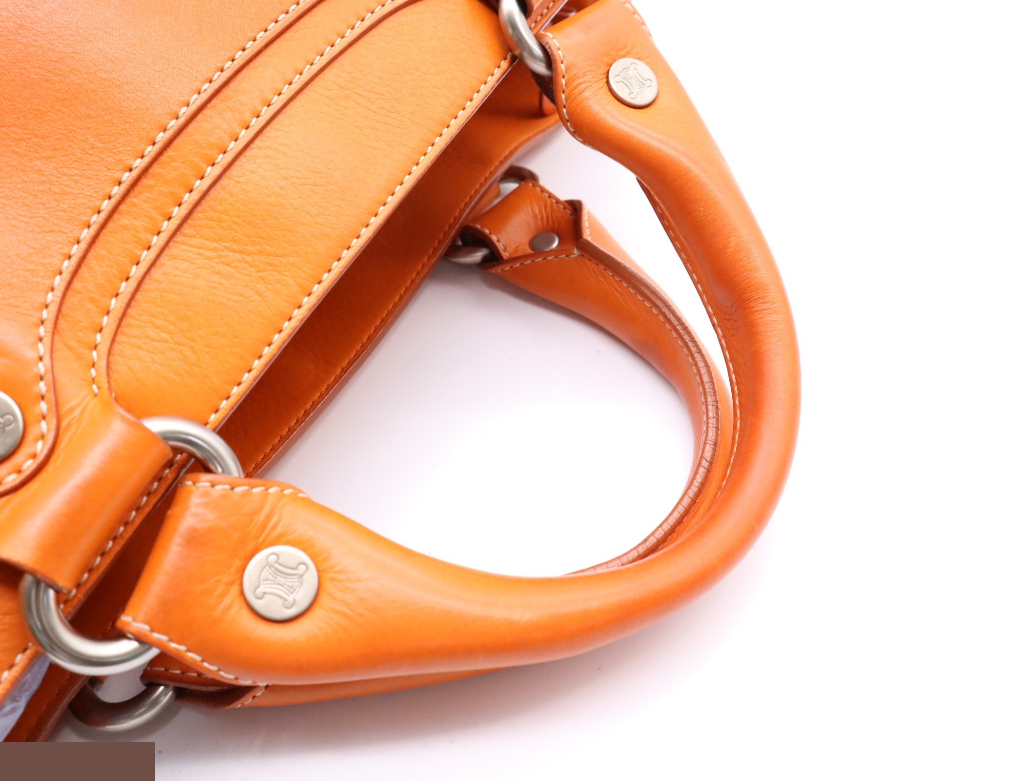 Leather Boogie Bag Handbag, Orange, Silver Hardware — view 6