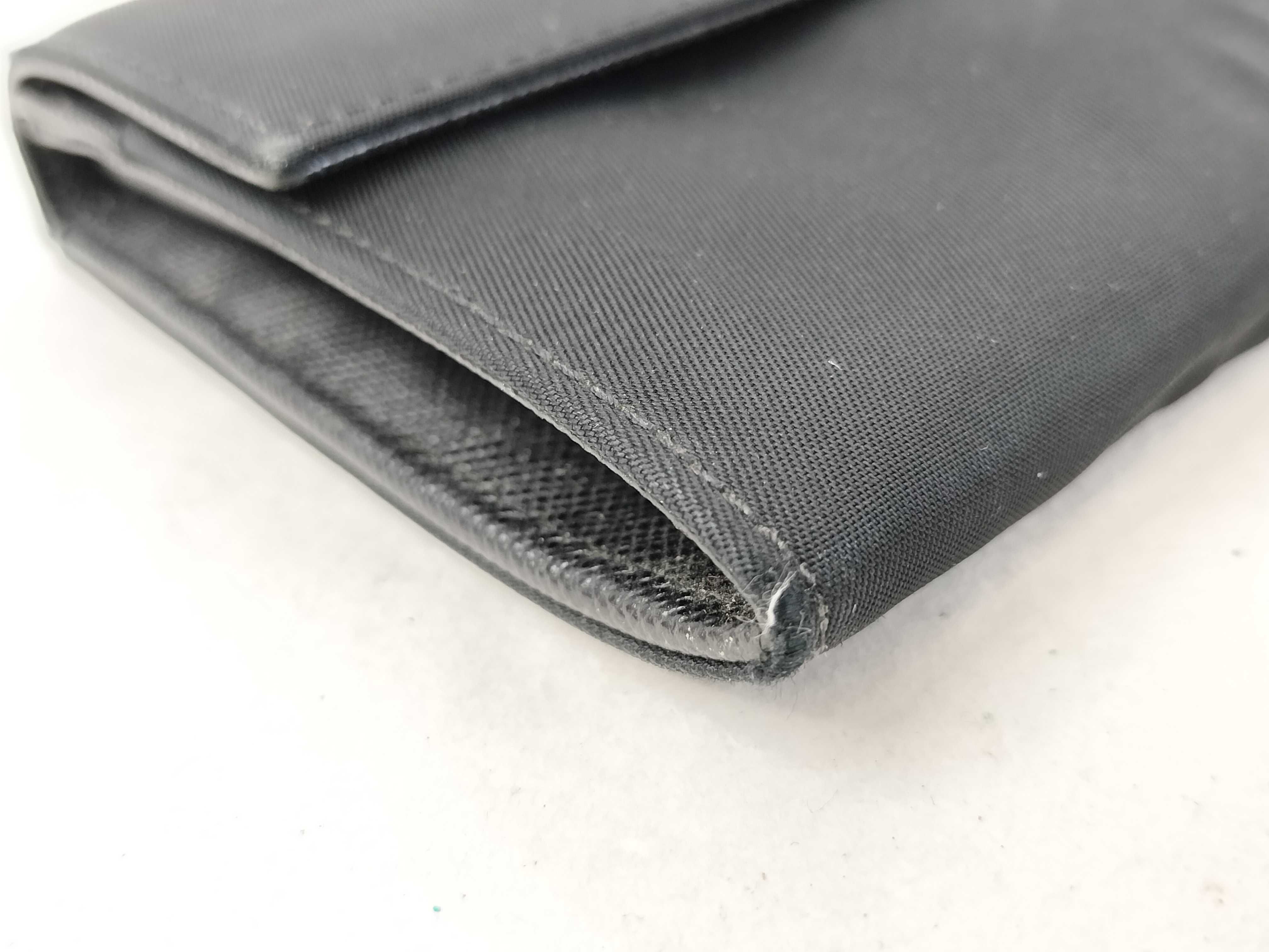 Nylon Tessuto Leather Triangle Logo Flap Long Wallet — view 3