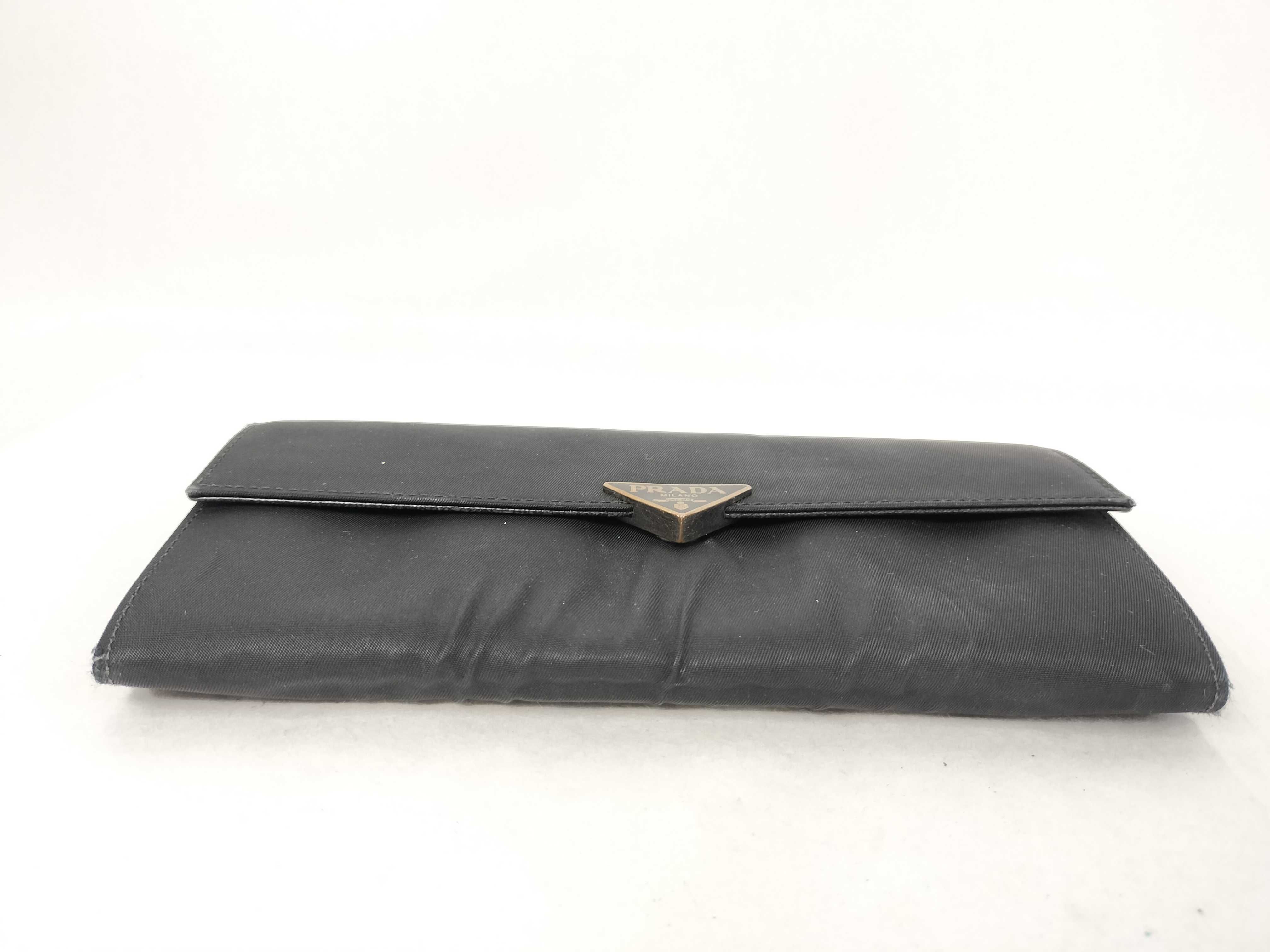 Nylon Tessuto Leather Triangle Logo Flap Long Wallet — view 4