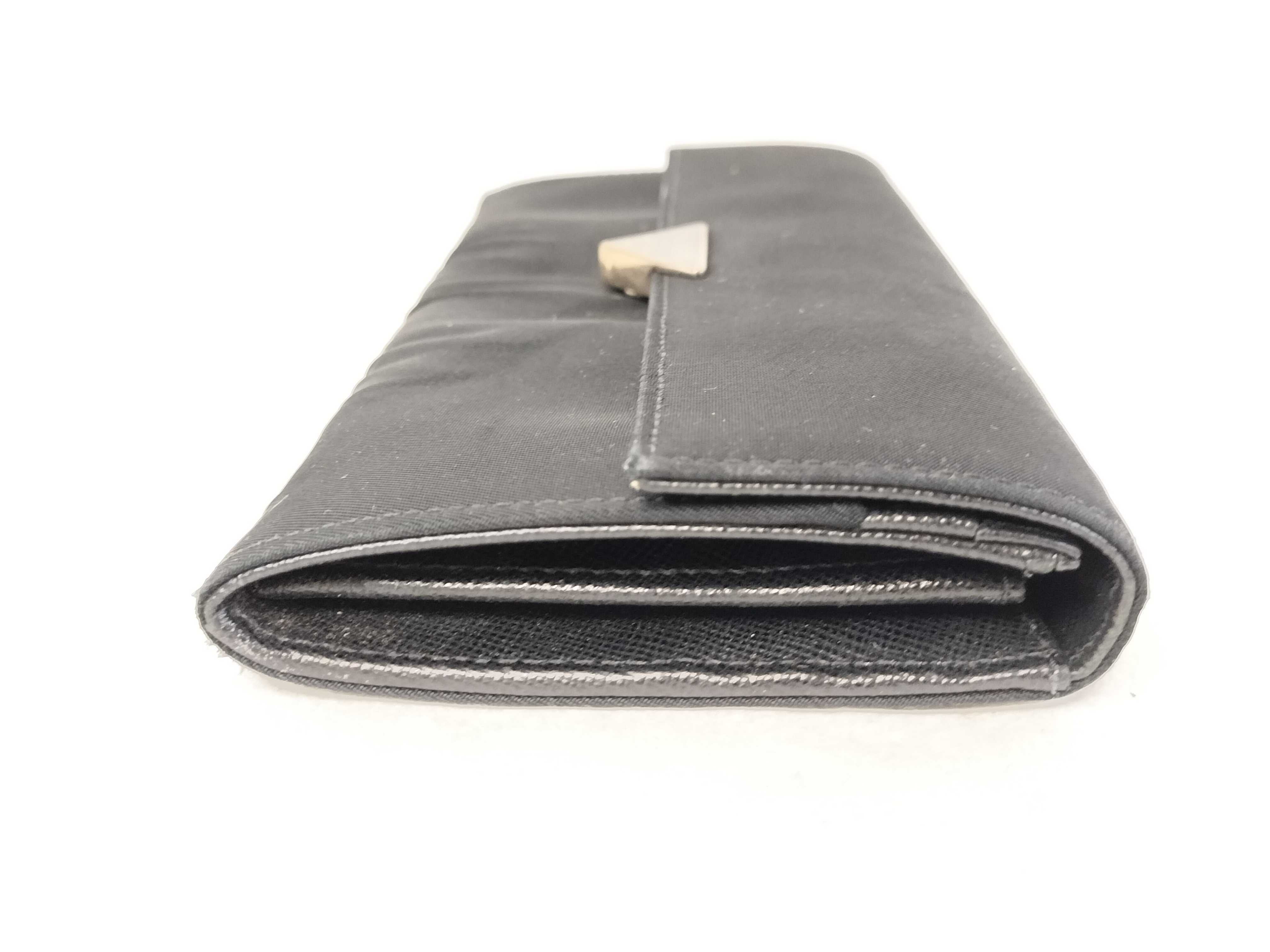 Nylon Tessuto Leather Triangle Logo Flap Long Wallet — view 5